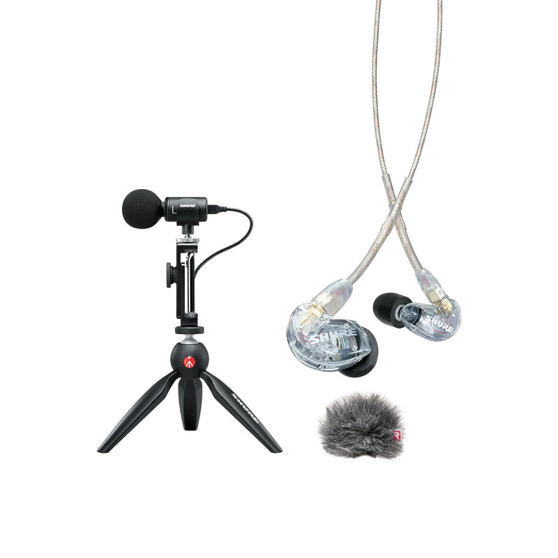 Shure Portable Videography DJ Package with MV88+ Video Kit with Condenser Microphone, SE215 Earphones and Windjammer by Shure
