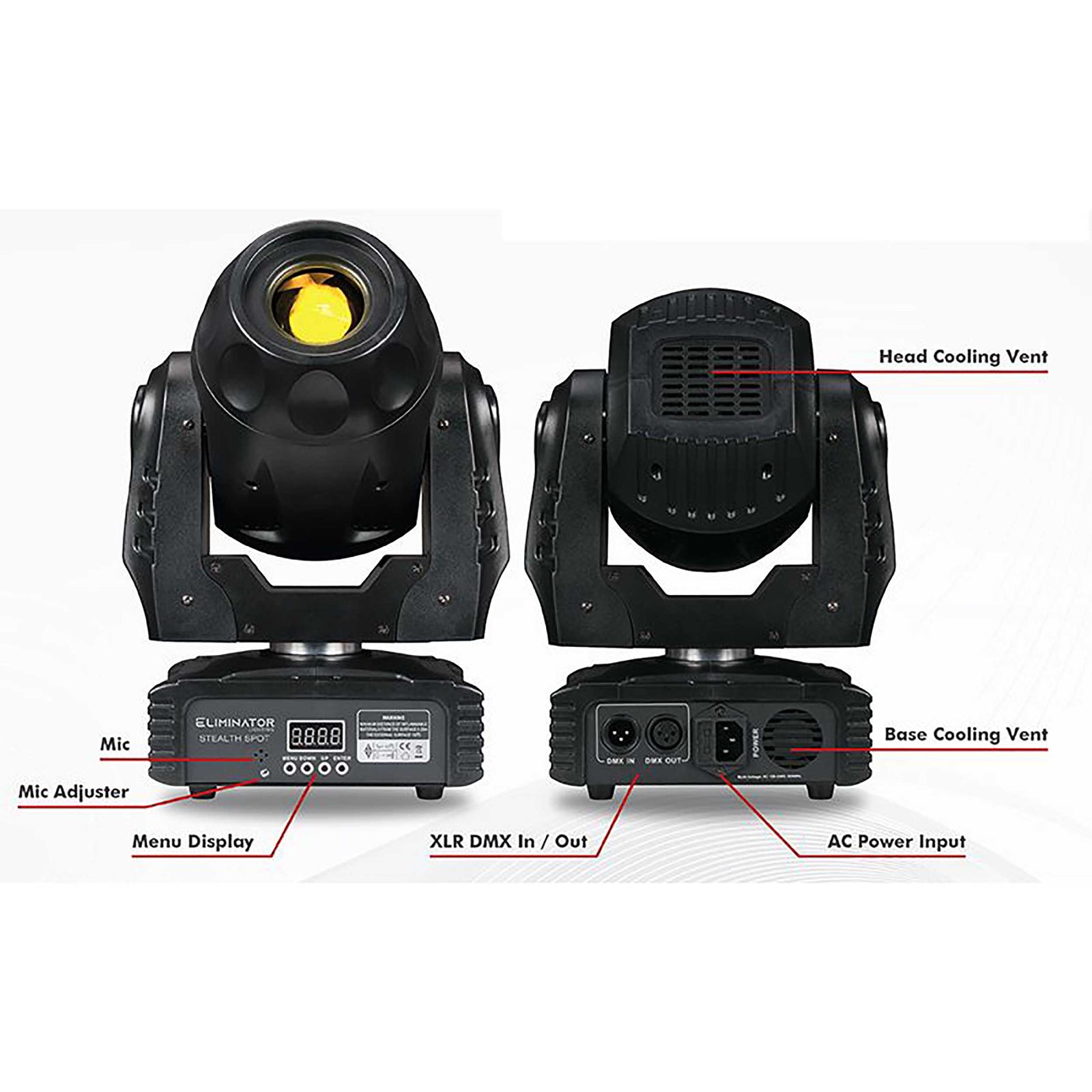 Eliminator Lighting Stealth Spot, 60 Watt LED Spot Moving Head with Wired Digital Communication Network by Eliminator Lighting