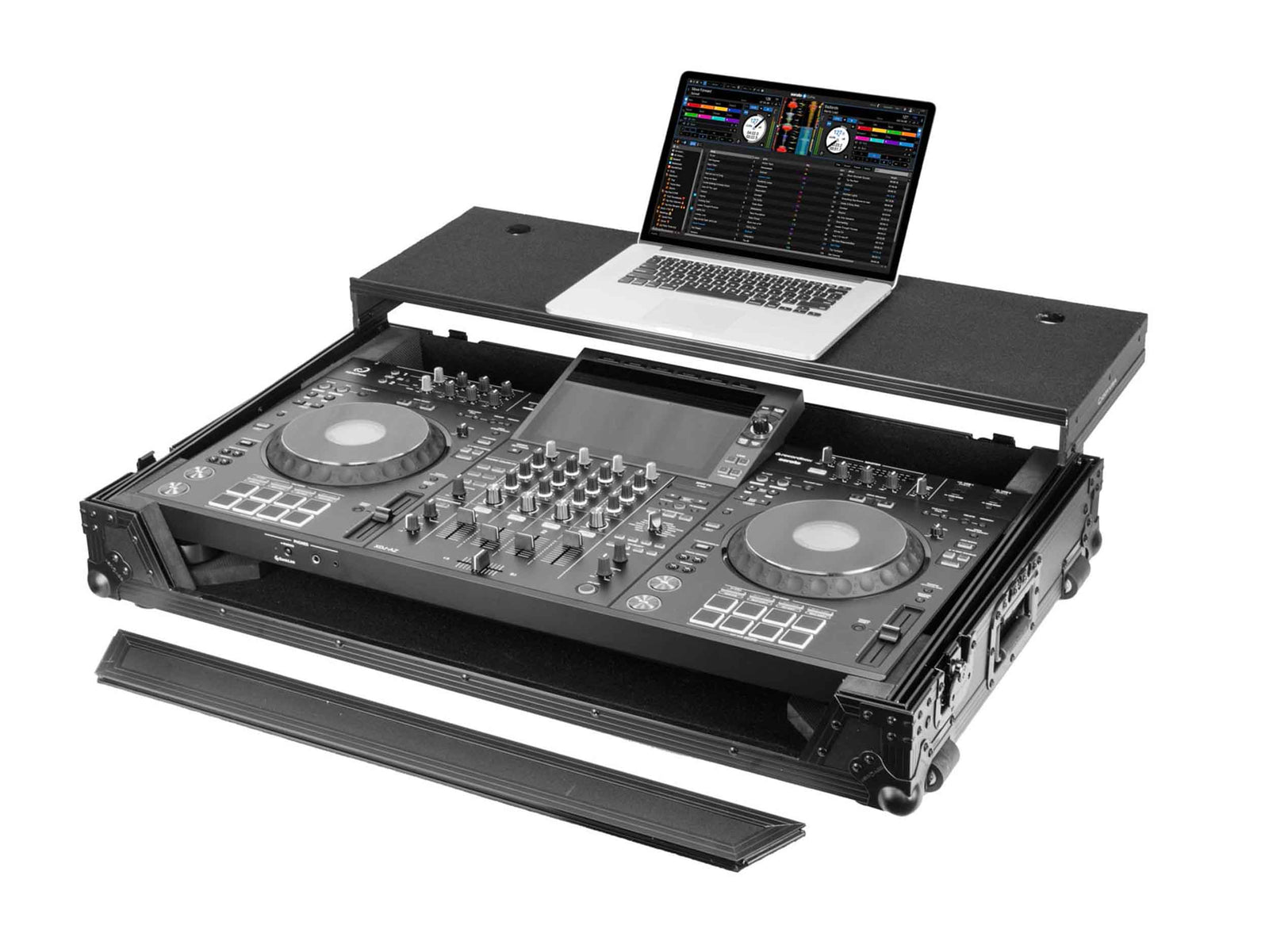Odyssey FZGSXDJAZWBL Flight Case for AlphaTheta XDJ-AZ Black Label with Glide Style Laptop Platform and Wheels by Odyssey