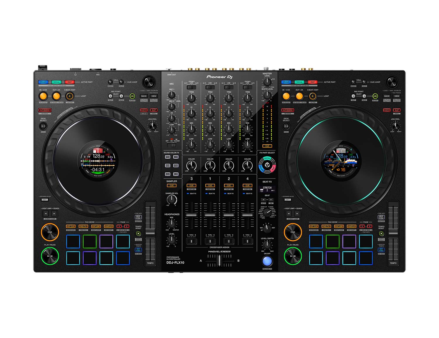 B-Stock: Pioneer DJ DDJ-FLX10, 4-Channel Performance DJ Controller for Rekordbox and Serato DJ Pro - Black