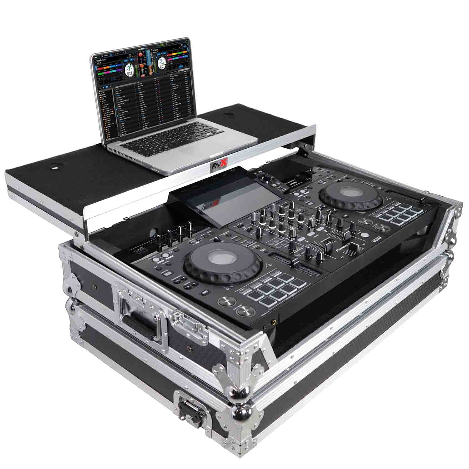 ProX XS-XDJRX3 WLT Flight Case for Pioneer XDJ-RX3, DDJ-REV5 DJ Controller with Laptop Shelf 1U Rack Space and Wheels by ProX Cases