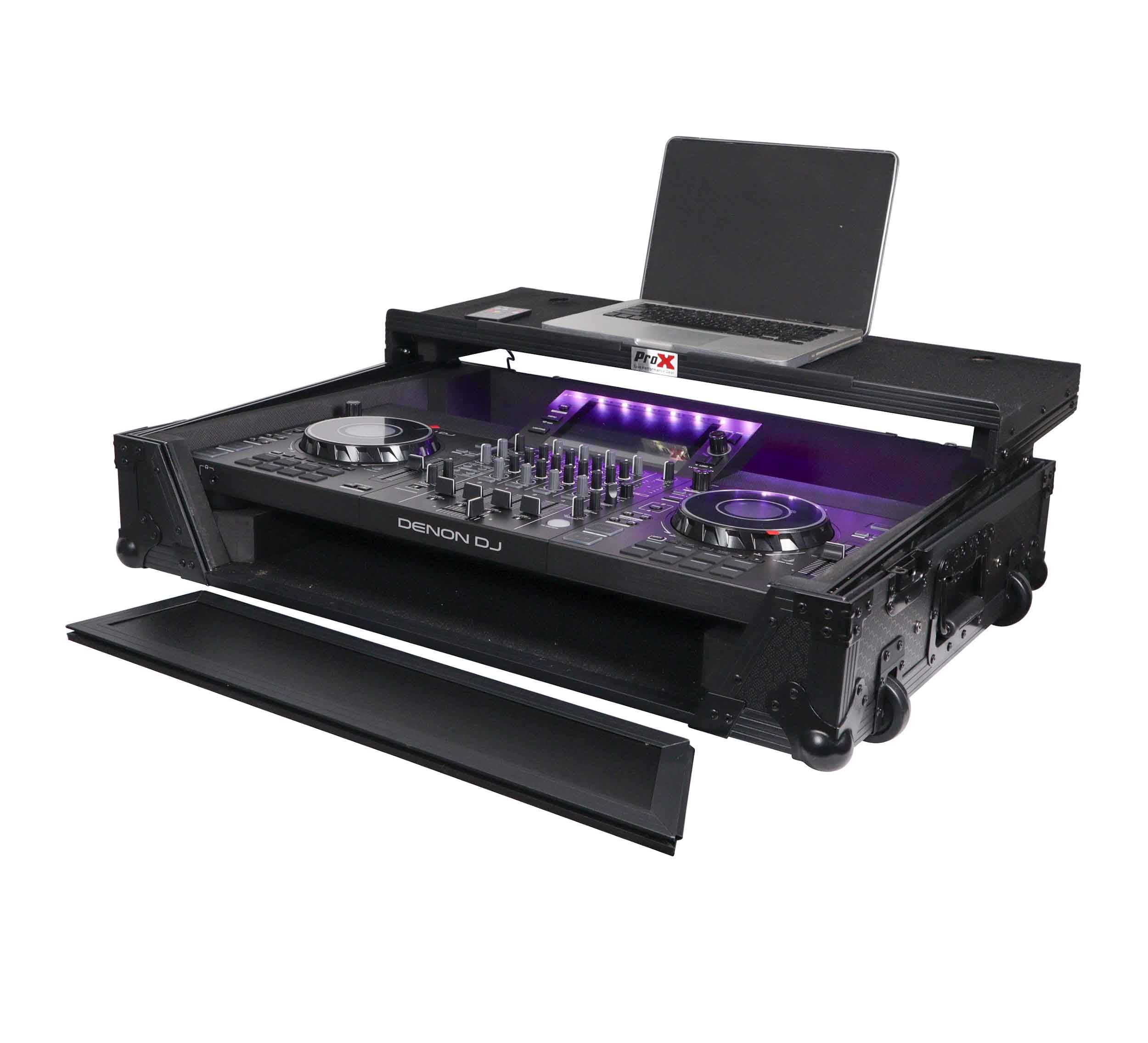 ProX XS-SCLIVE4 LTBL LED, ATA Flight Style Road Case for Denon SC Live 4 Controller - Black by ProX Cases