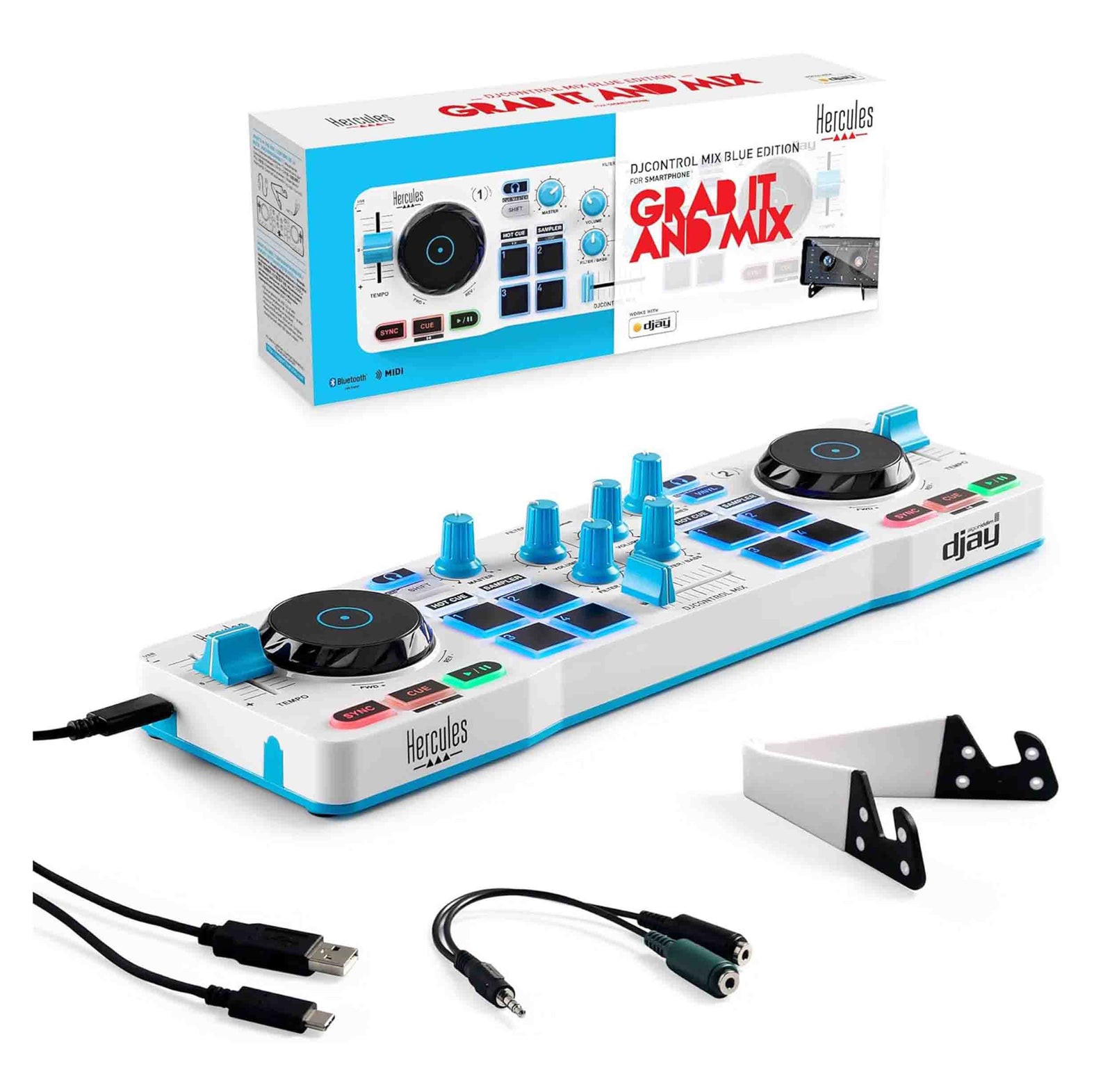 Hercules DJControl Mix Blue Bluetooth Wireless Controller for Smartphones by Hercules