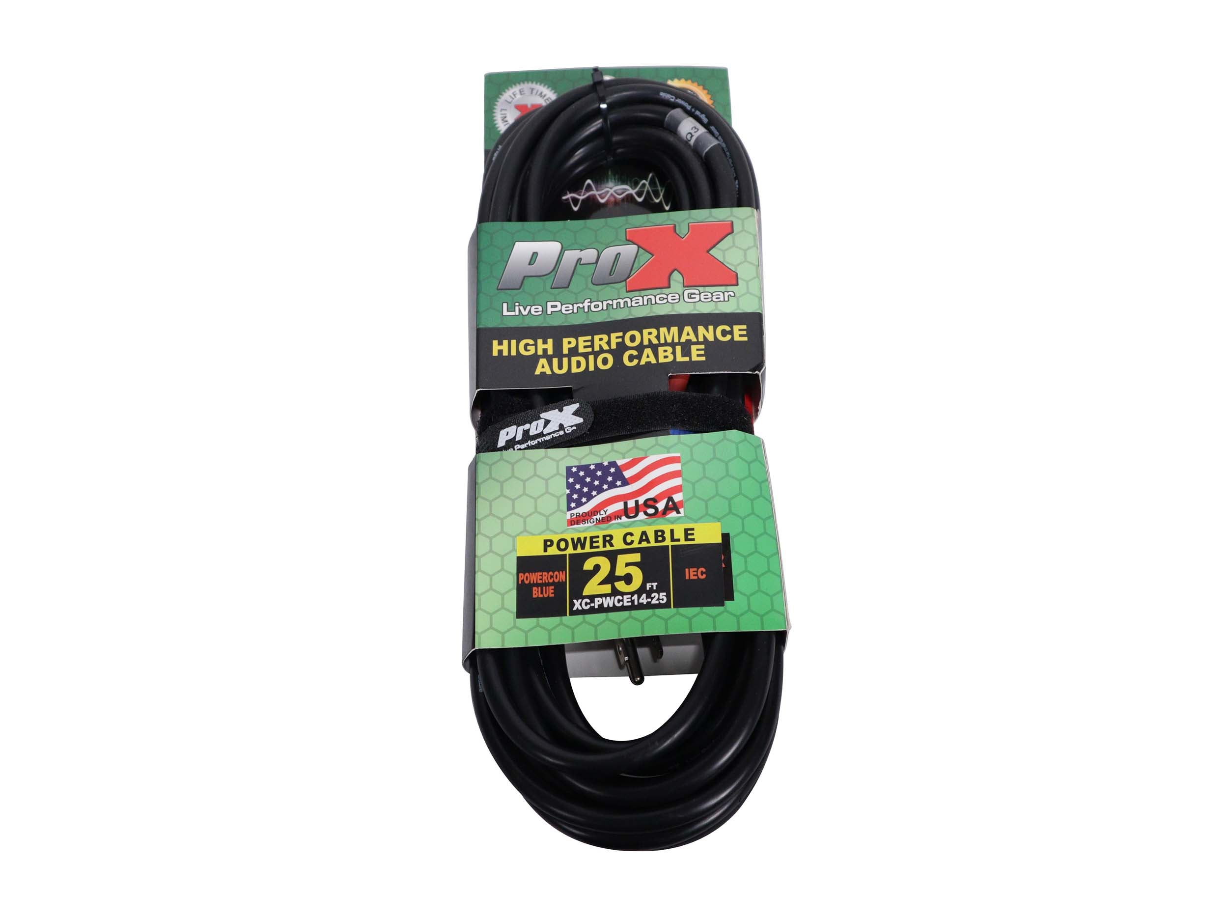 ProX XC-PWCE14-25, 14 AWG High Performance NEMA 5-15 Edison to Blue Male Power Connection Power Cord - 25 Feet