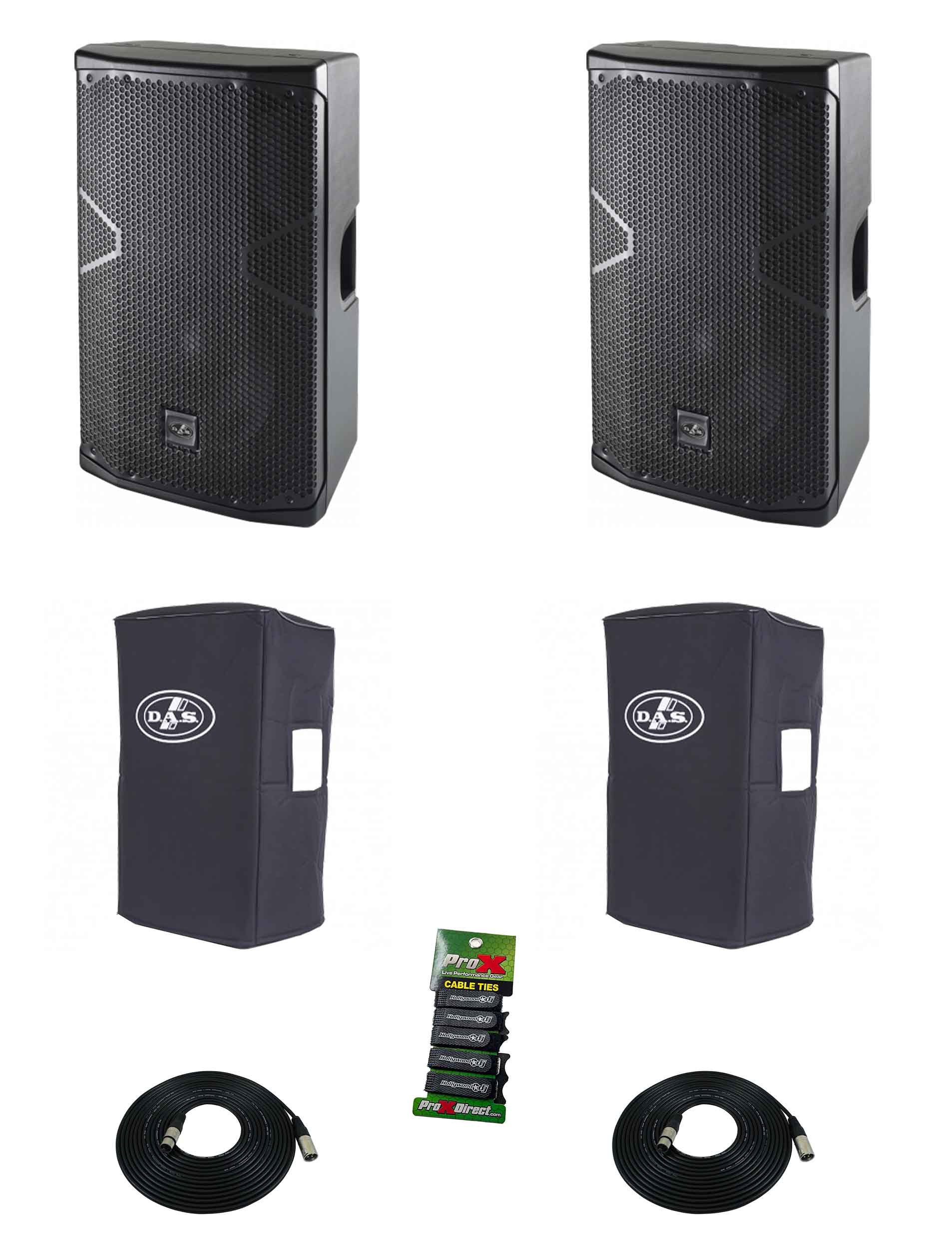 DAS Audio 412ACVRALTEA12 12-Inch Powered Speakers DJ Package with Covers and Cables by DAS Audio
