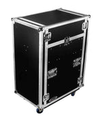 Odyssey FZ1416WDLX-II Deluxe 14U Top Slanted 16U Bottom Vertical Pro Combo Rack with Two Side Tables and Casters by Odyssey