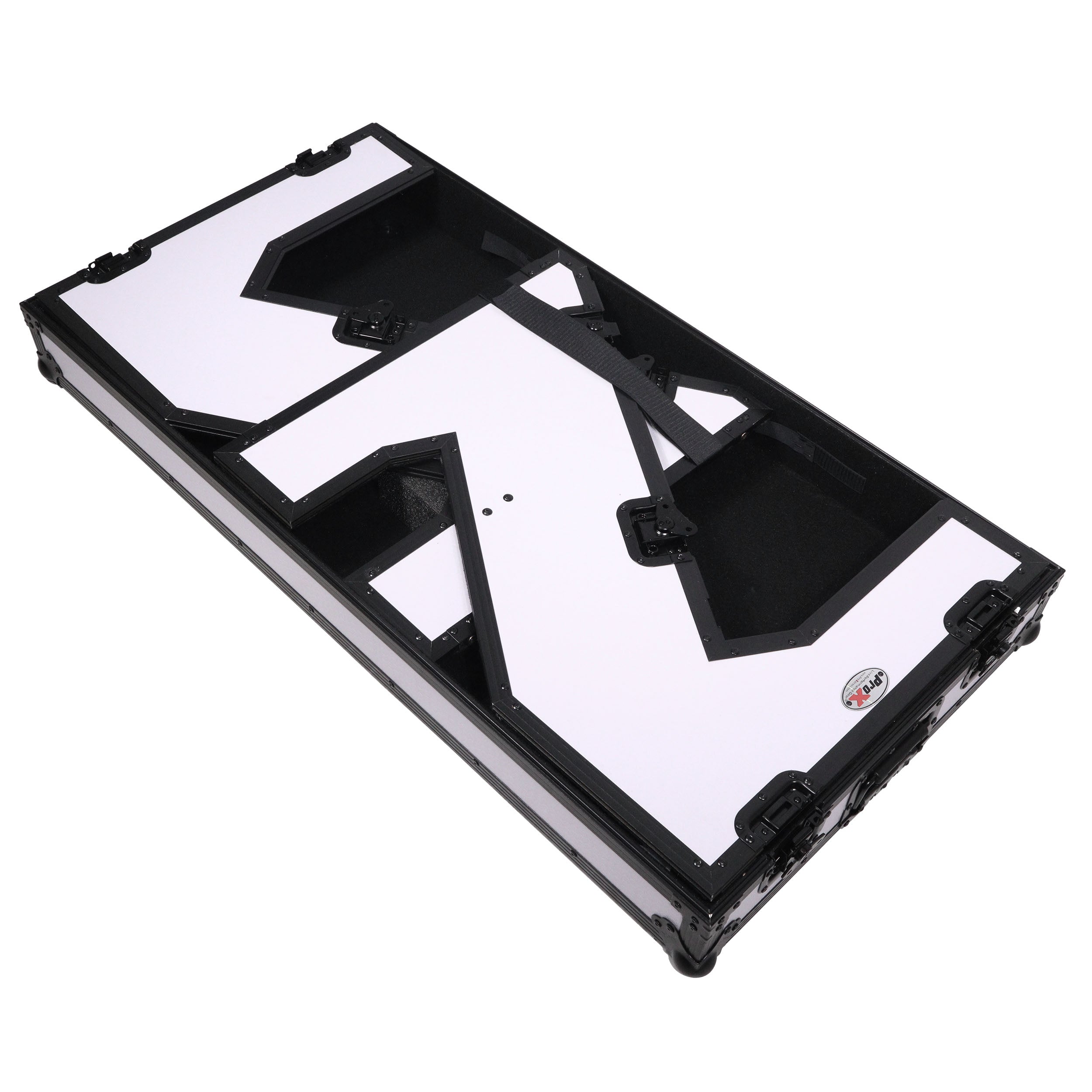 ProX XS-ZTABLEWH, Z-Style Folding DJ Table Flight Case with Handles and Wheels - Black White Finish by ProX Cases