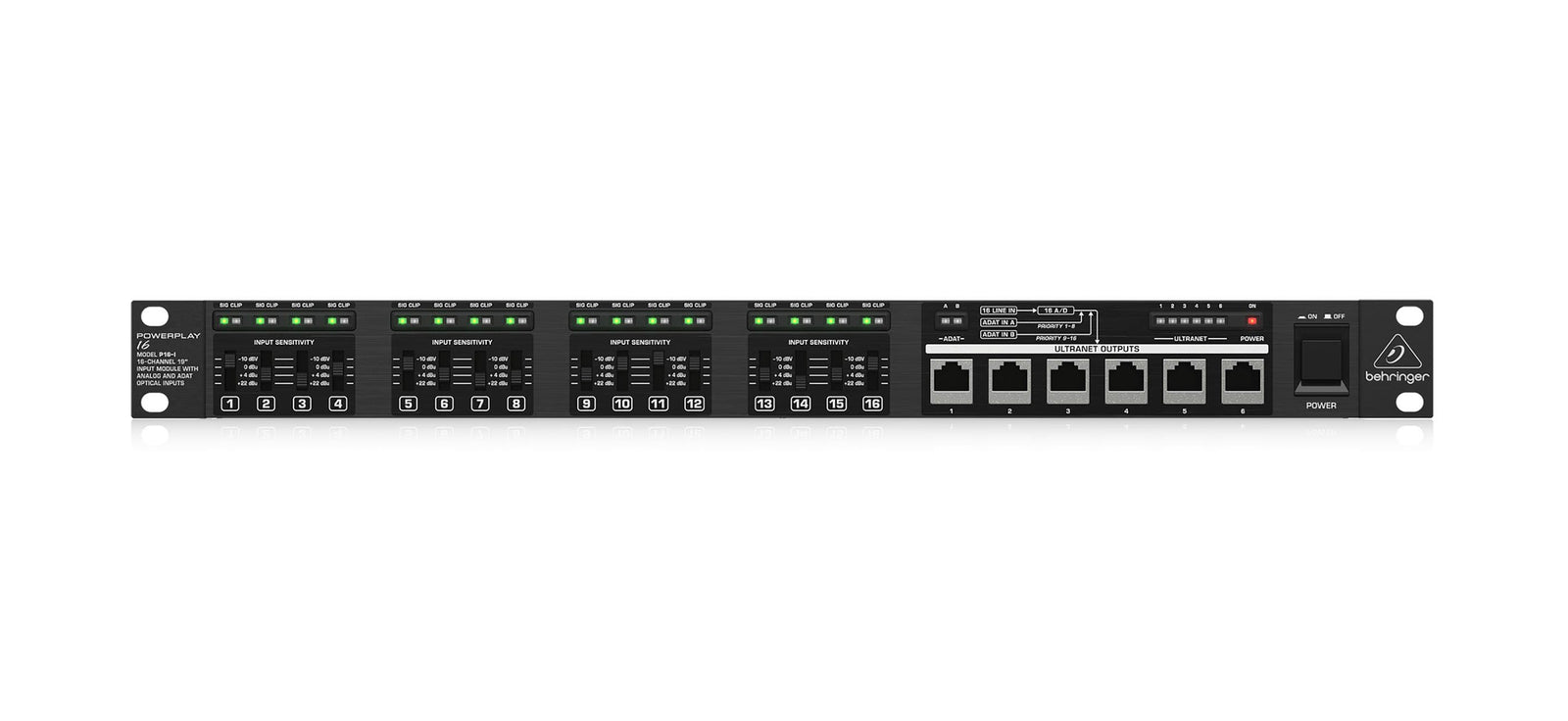 Behringer Powerplay P16-I, 16-Channel 19-Inch Input Module with Analog and ADAT Optical Inputs by Behringer