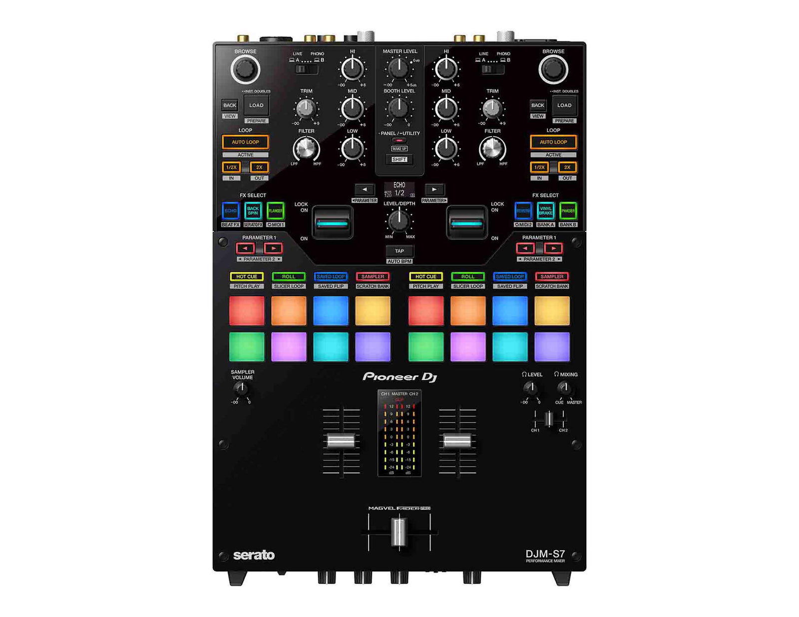 Open Box: Pioneer DJ DJM-S7 Scratch-Style 2-Channel Performance DJ Mixer - Black by Pioneer DJ