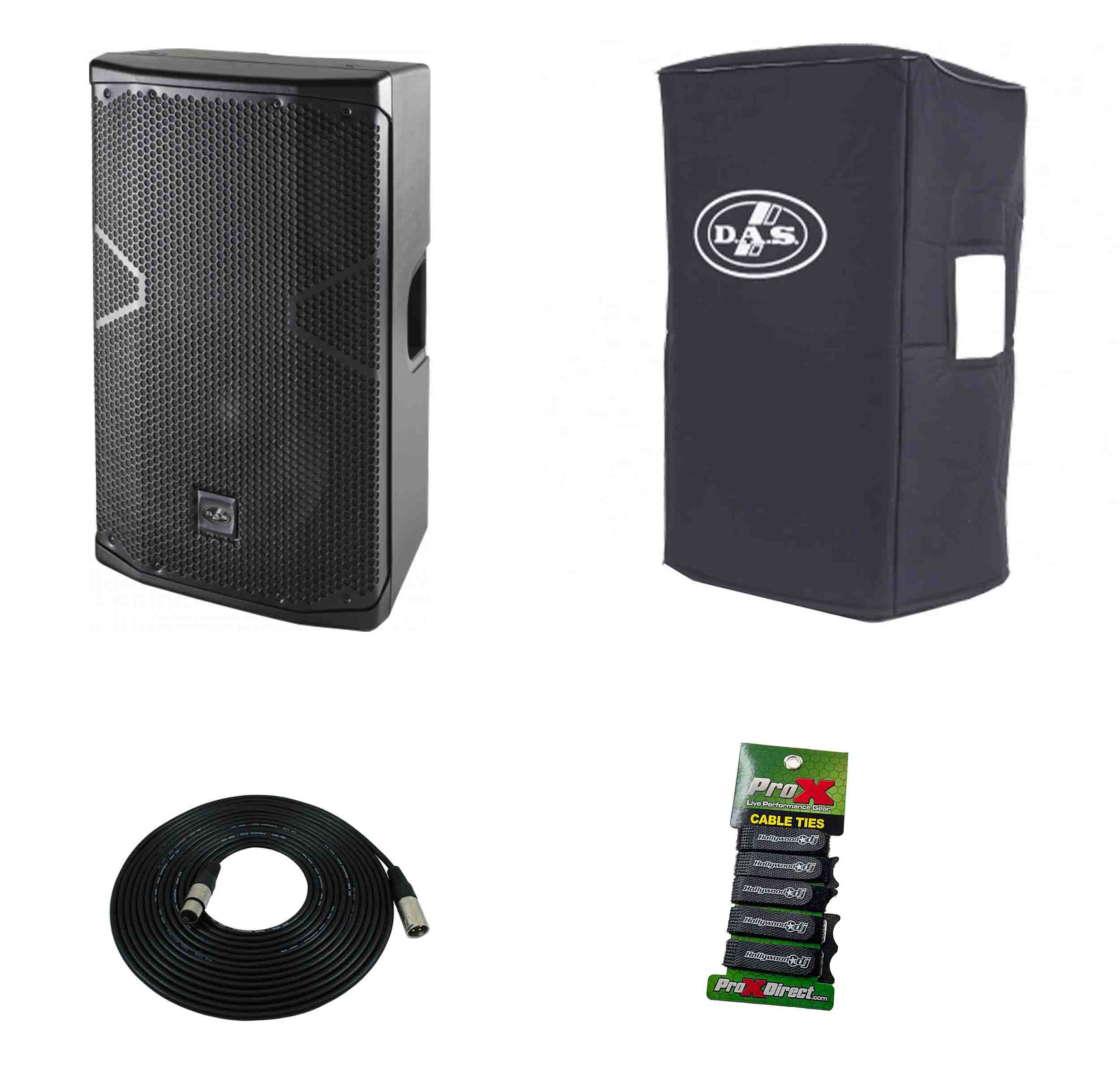 DAS Audio 712ACVRALTEA12, 12-Inch Powered Speaker DJ Package with Cover by DAS Audio
