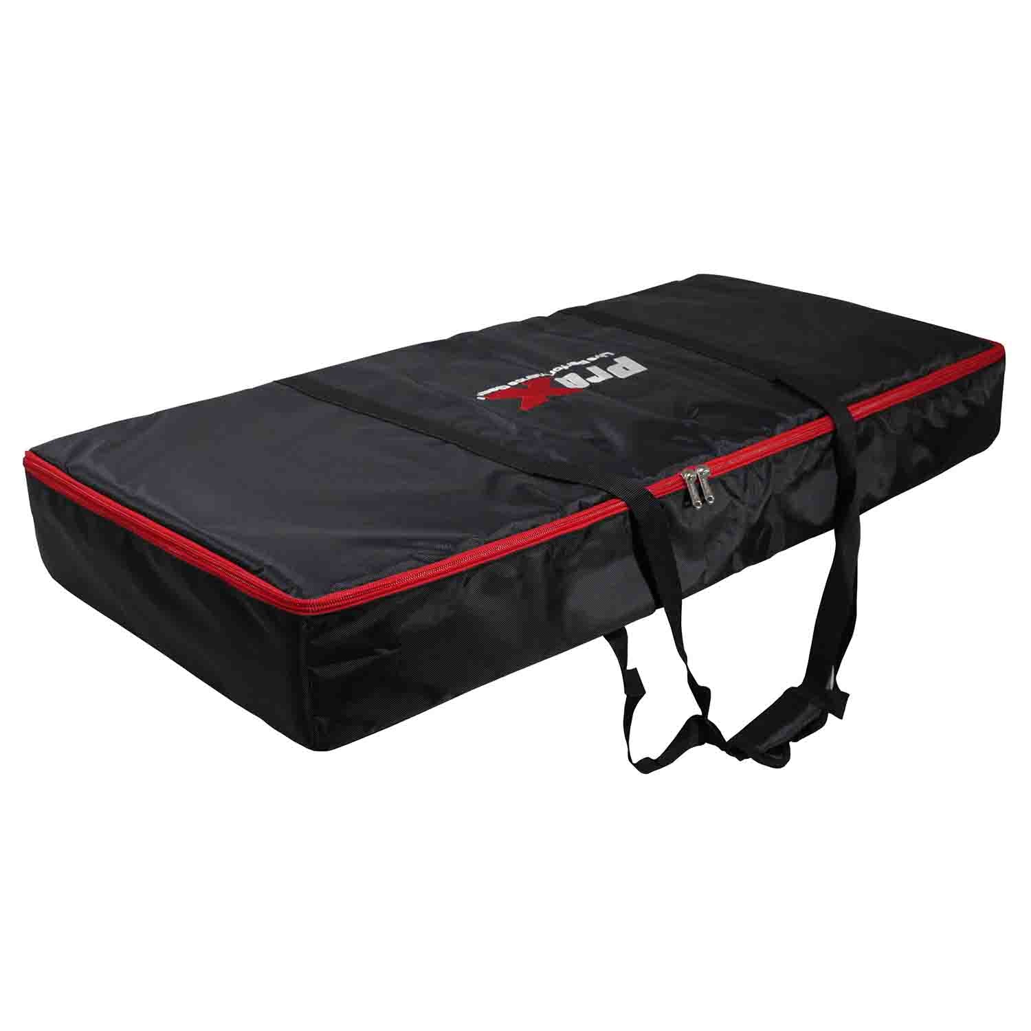 ProX XF-VISTA BL MK2, VISTA DJ Booth Façade Table Station with White/Black Scrim kit and Padded Travel Bag