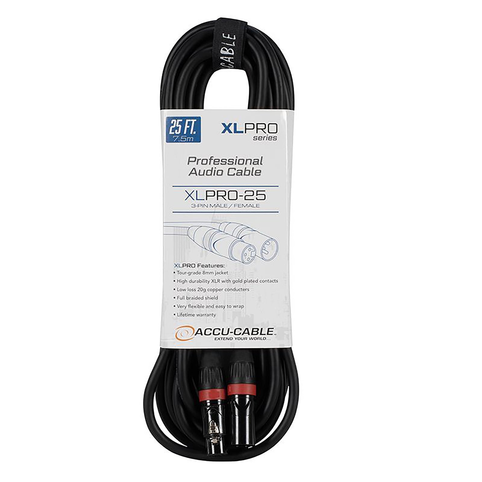 Accu-Cable XLPRO, Professional Audio Cable with Male to Female XLR Connections by Accu Cable