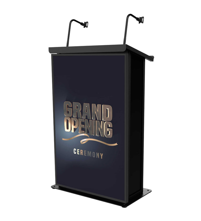 ProX X-MAESTROMEDIABL, Maestro Multi-Media Lectern Podium for LED Flatscreen TVs up to 32" with 2 Gooseneck Mic Stands - Black by ProX Cases