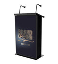ProX X-MAESTROMEDIABL, Maestro Multi-Media Lectern Podium for LED Flatscreen TVs up to 32" with 2 Gooseneck Mic Stands - Black by ProX Cases
