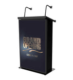 ProX X-MAESTROMEDIABL, Maestro Multi-Media Lectern Podium for LED Flatscreen TVs up to 32" with 2 Gooseneck Mic Stands - Black by ProX Cases
