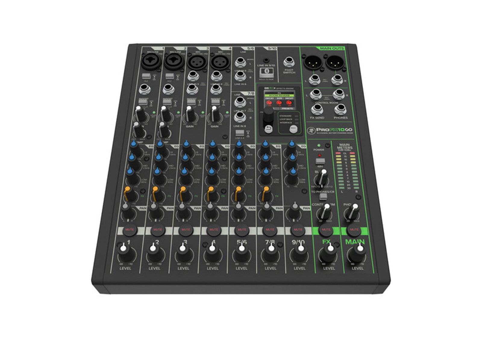 Mackie ProFX10GO, 10-Channel Battery-Powered Mixer with FX, USB, and Bluetooth by Livid Instruments
