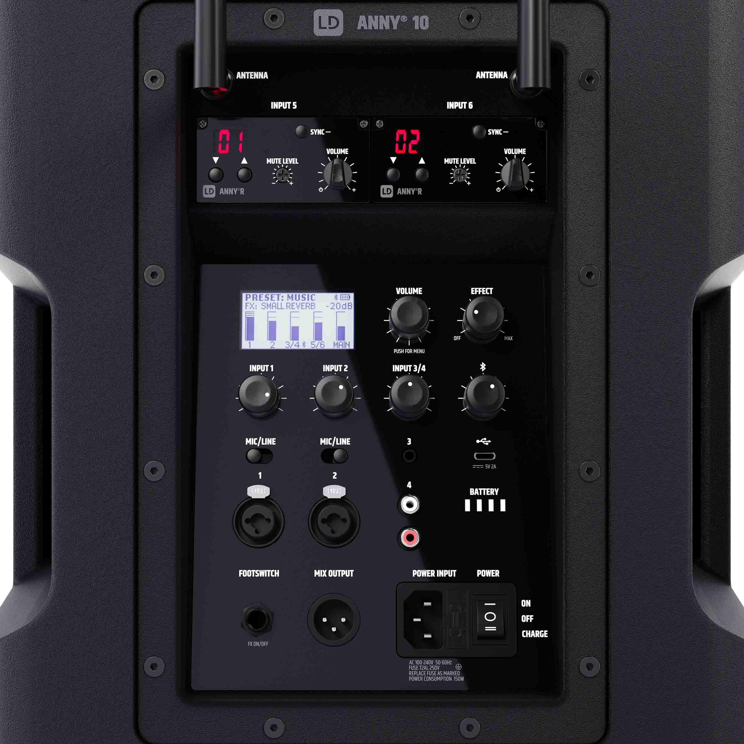 LD System ANNY 10 BPH 2 B4.7, 10" Portable Battery-Powered Bluetooth PA System with Mixer and 2x Headset Microphones Including Bodypacks by LD Systems