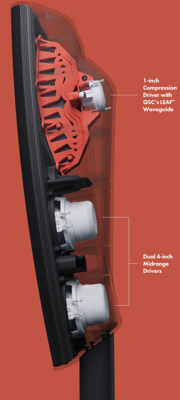 QSC KC12 Active 3-Way Column Professional Speaker System with Bluetooth - 3000 Watt