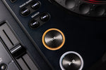 AlphaTheta CDJ-3000X cue and play button detail with tempo fader - Hollywood DJ