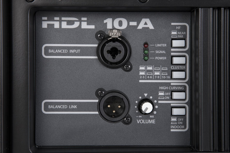 RCF HDL10-A Active Line Array Module, back panel controls and presets - Hollywood DJ
