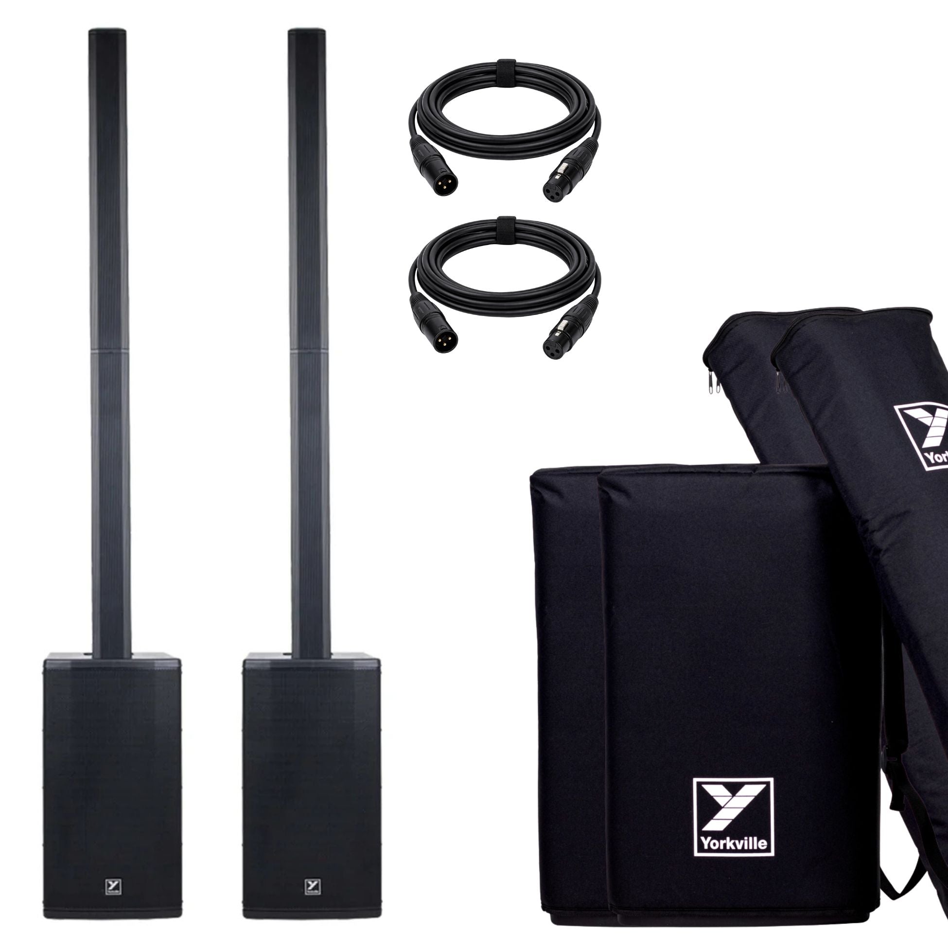 Yorkville Sound Tower12 Column Pa Systems Pair with 25' Cables & Gig Bag by Yorkville Sound