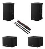 Pioneer DJ XPRS Active Loudspeaker Package with ProX Adjustable Speaker Pole Mounts by Pioneer DJ
