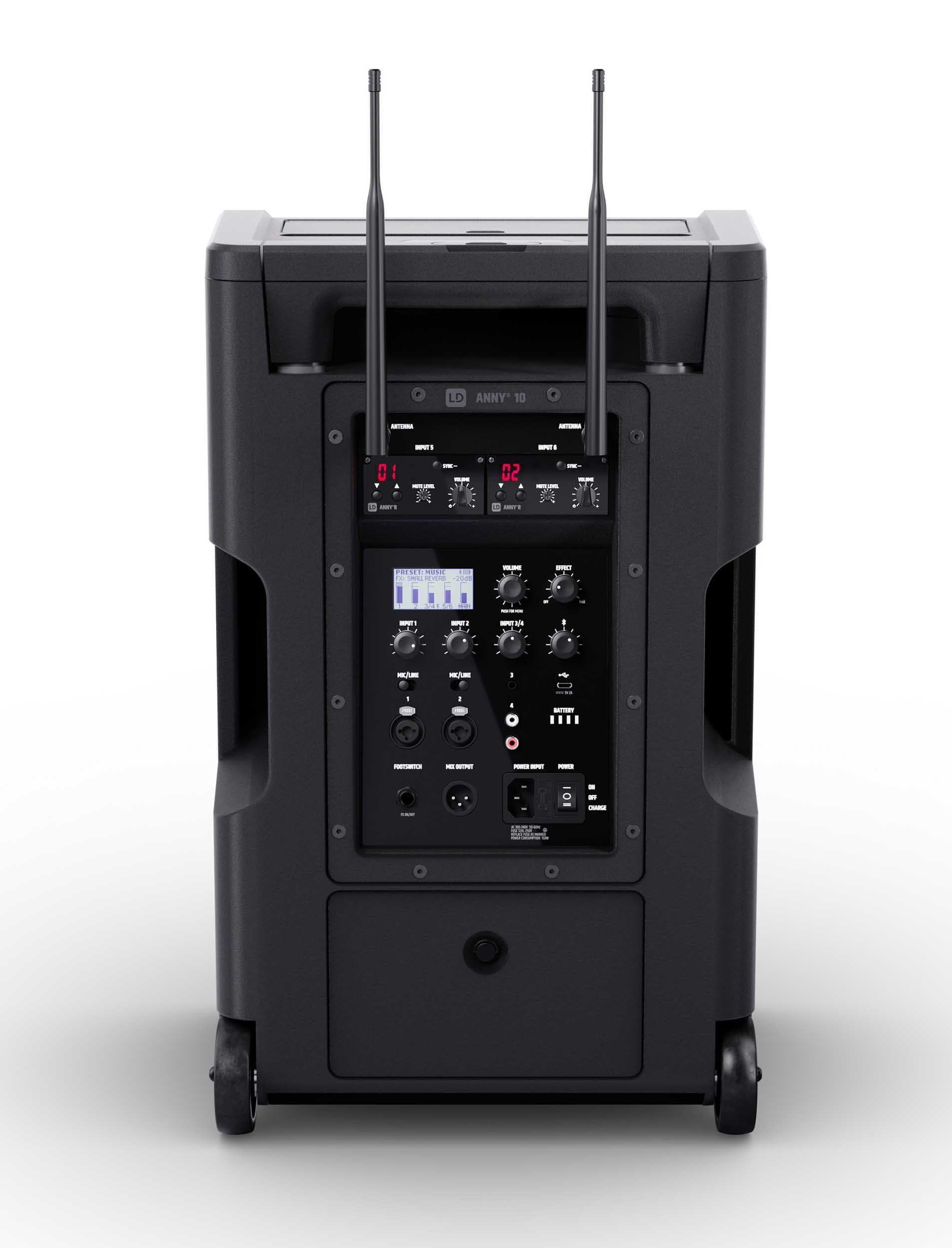 LD System ANNY 10 BPH 2 B4.7, 10" Portable Battery-Powered Bluetooth PA System with Mixer and 2x Headset Microphones Including Bodypacks by LD Systems