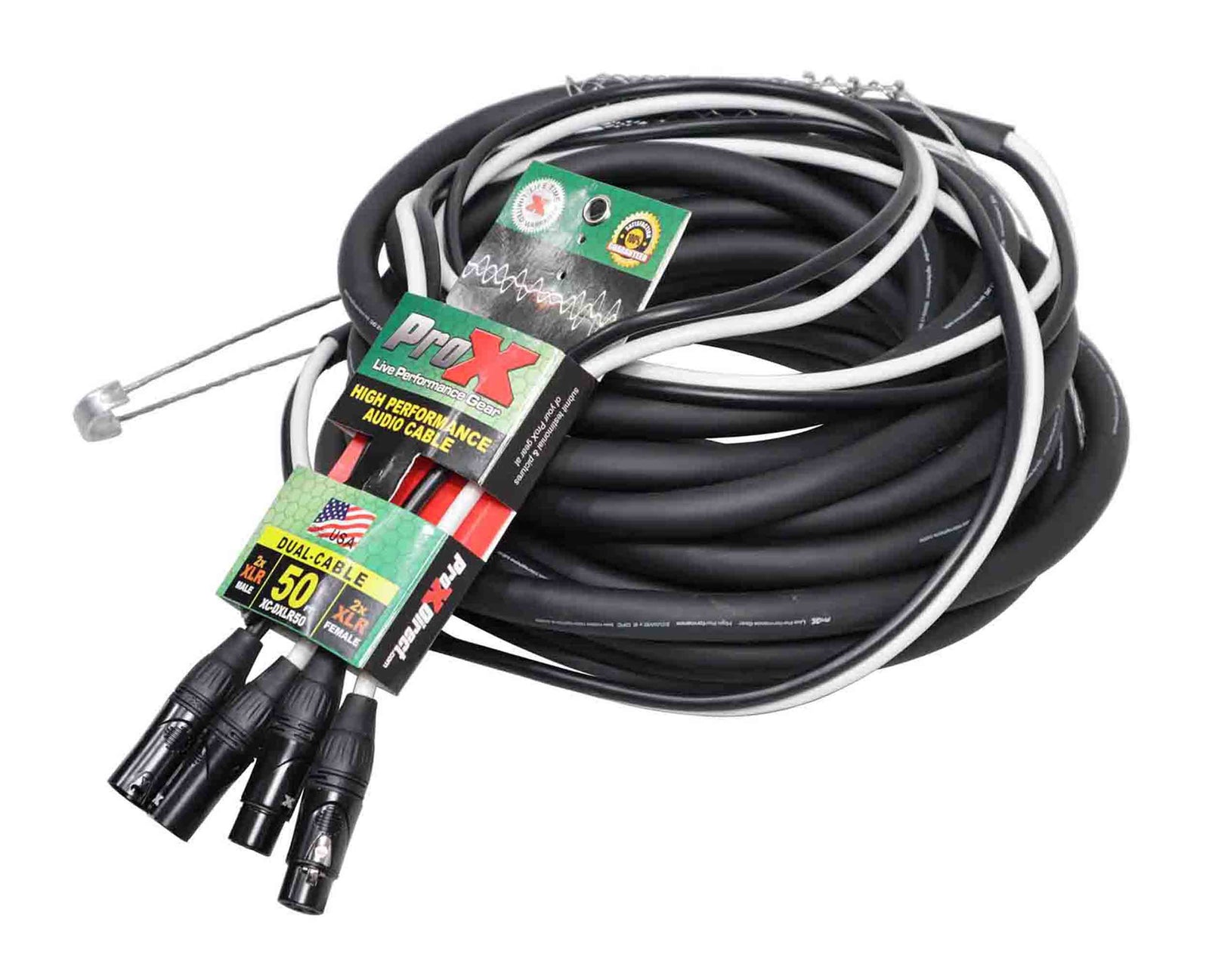 ProX XC-DXLR50 Balanced Dual XLR-M to Dual XLR-F High Performance Audio Cable - 50 Feet by ProX Cases