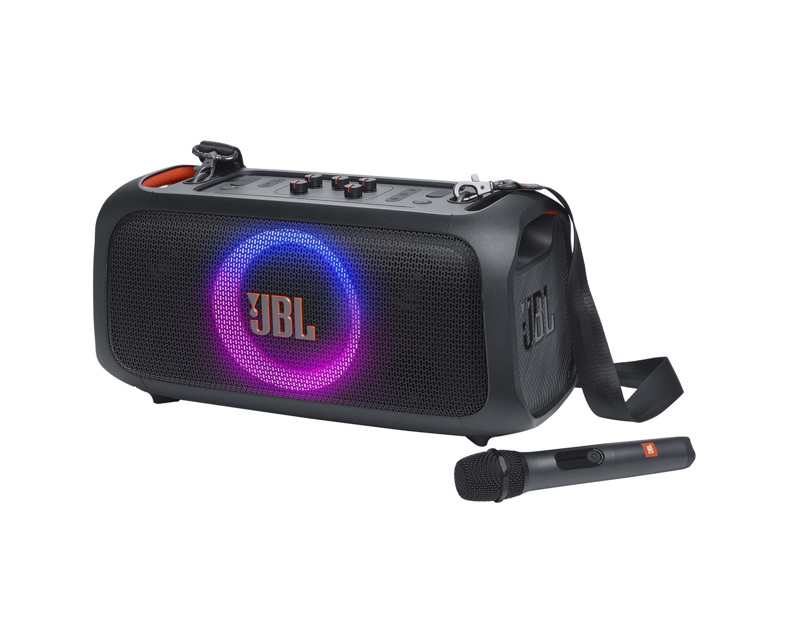 JBL PartyBox On-the-Go Essential, Portable Party Speaker with Synced Lightshow and Wireless Mic