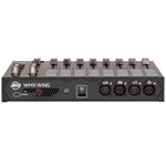 ADJ WMX WING rear panel with USB-C power, USB-C data, USB-A for the WMX1 and four DMX XLR outputs - Hollywood DJ