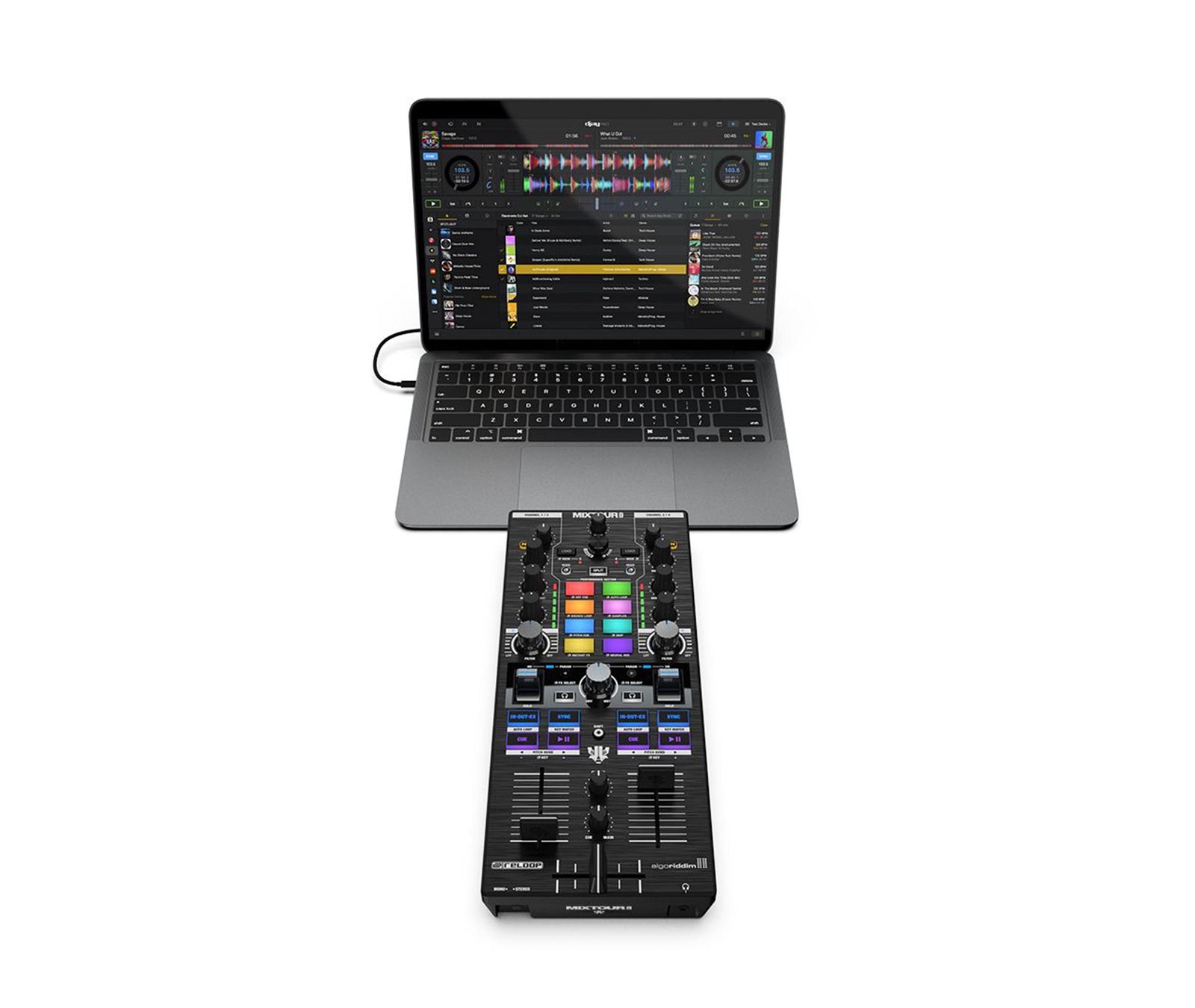 Reloop Mixtour Pro, Portable All-In-One 4-Deck DJ Controller with Audio Interface by Reloop