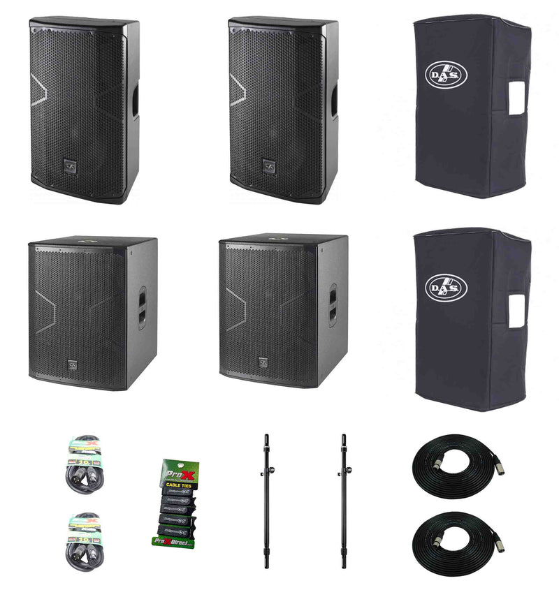 DAS Audio 412ACVR12718ATSP1, 12-Inch Powered Speakers DJ Package with Subs by DAS Audio