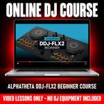 AlphaTheta DDJ-FLX2 Beginner Course, online DJ video course by Crossfader shown on a laptop, video lessons only, no DJ equipment included - Hollywood DJ