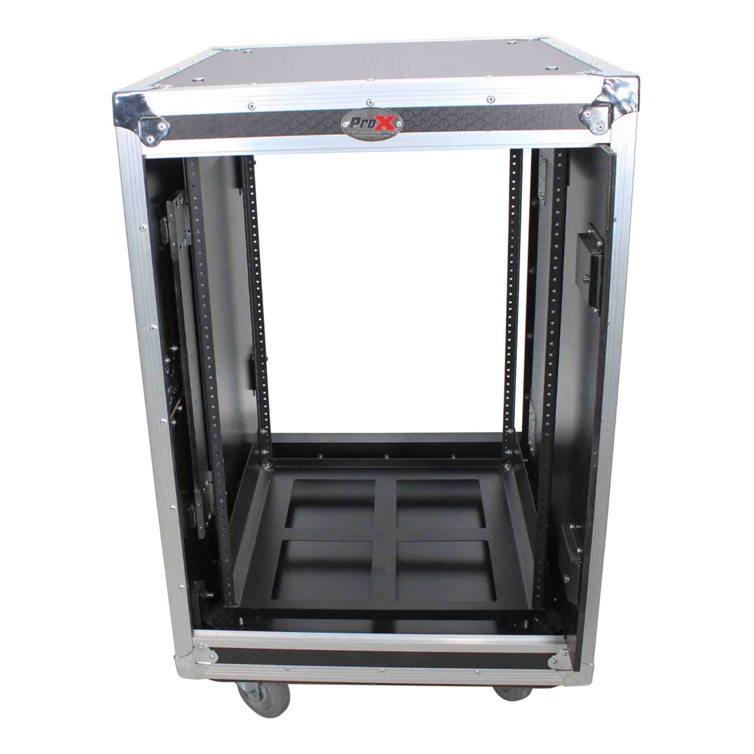 ProX T-12USLAM20, 12U 20" Deep Vertical Rack Shock Mount Case with 2 Sliding Slam Doors and 4" Caster Wheels by ProX Cases
