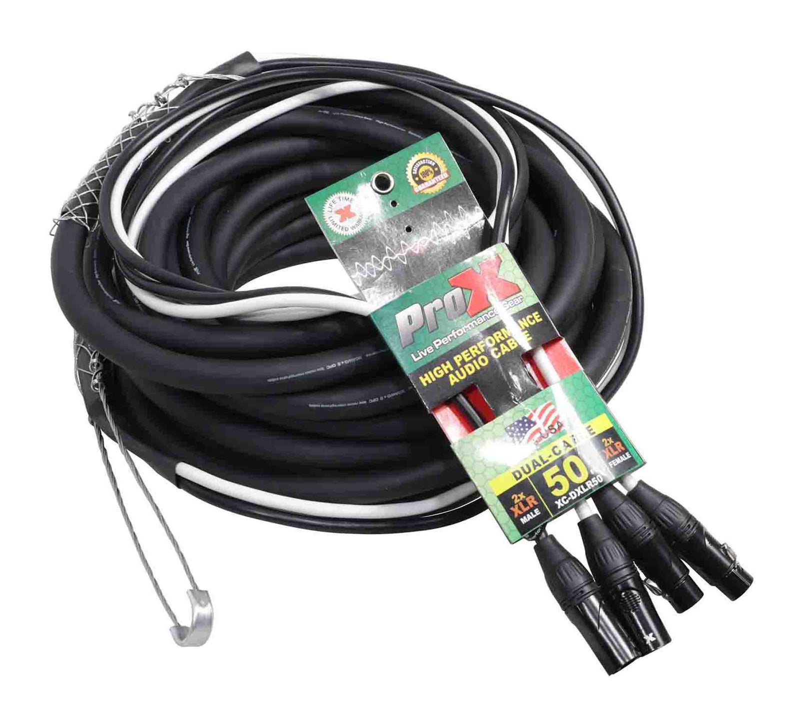 ProX XC-DXLR50 Balanced Dual XLR-M to Dual XLR-F High Performance Audio Cable - 50 Feet by ProX Cases