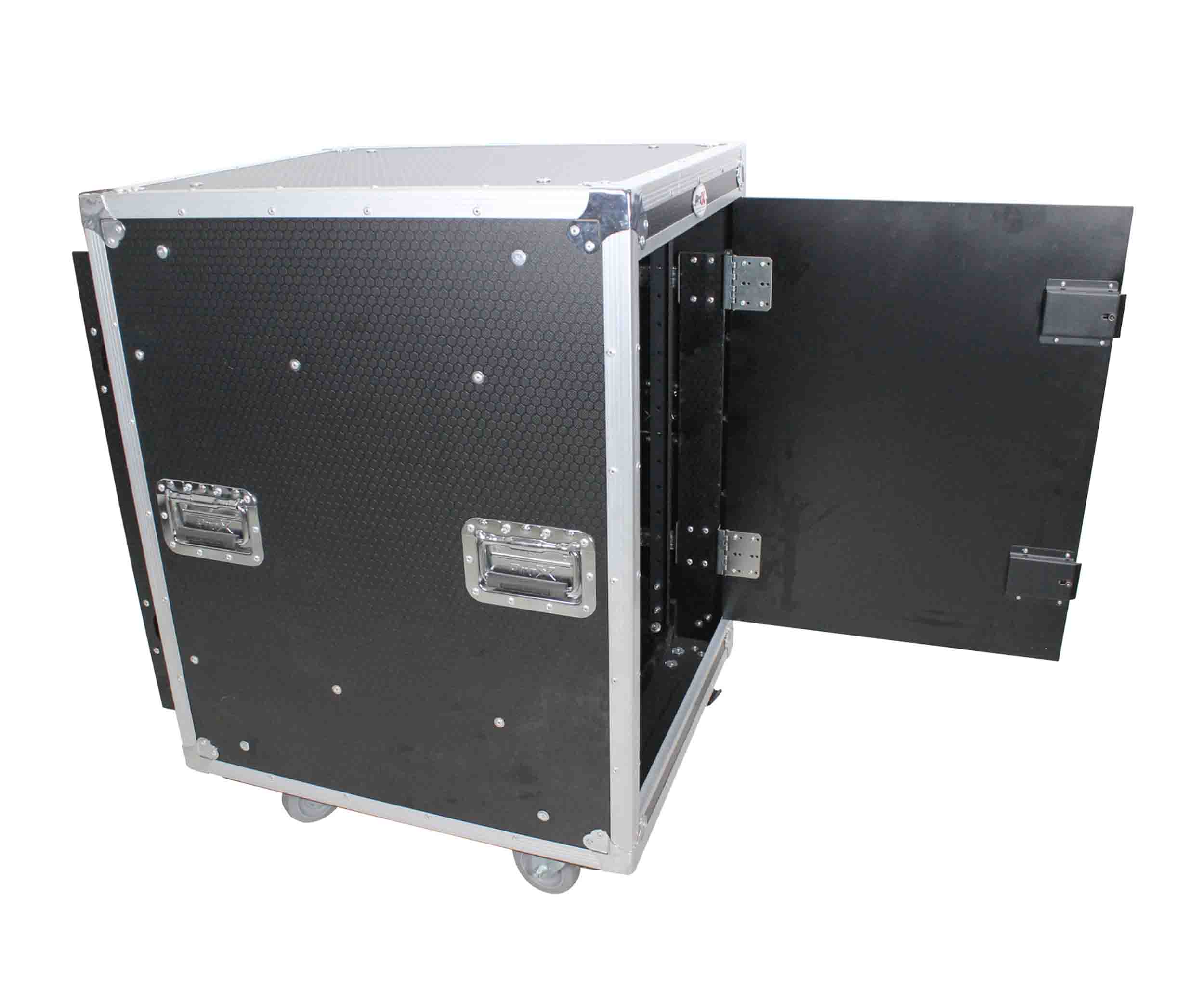 ProX T-12USLAM20, 12U 20" Deep Vertical Rack Shock Mount Case with 2 Sliding Slam Doors and 4" Caster Wheels by ProX Cases
