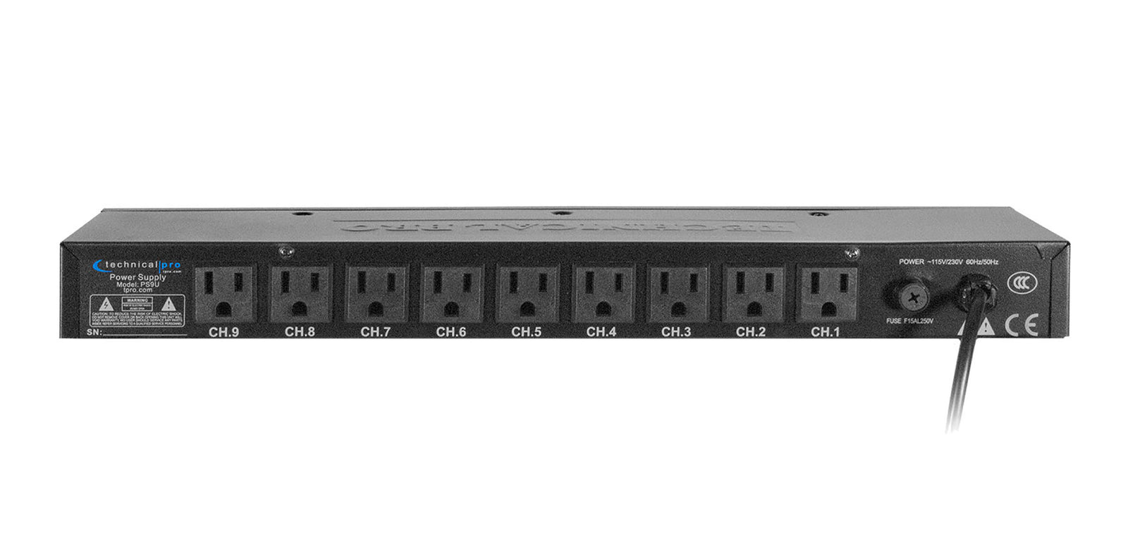 Technical Pro PS9U Rack Mount Power Supply with 5V USB Charging Port by Technical Pro