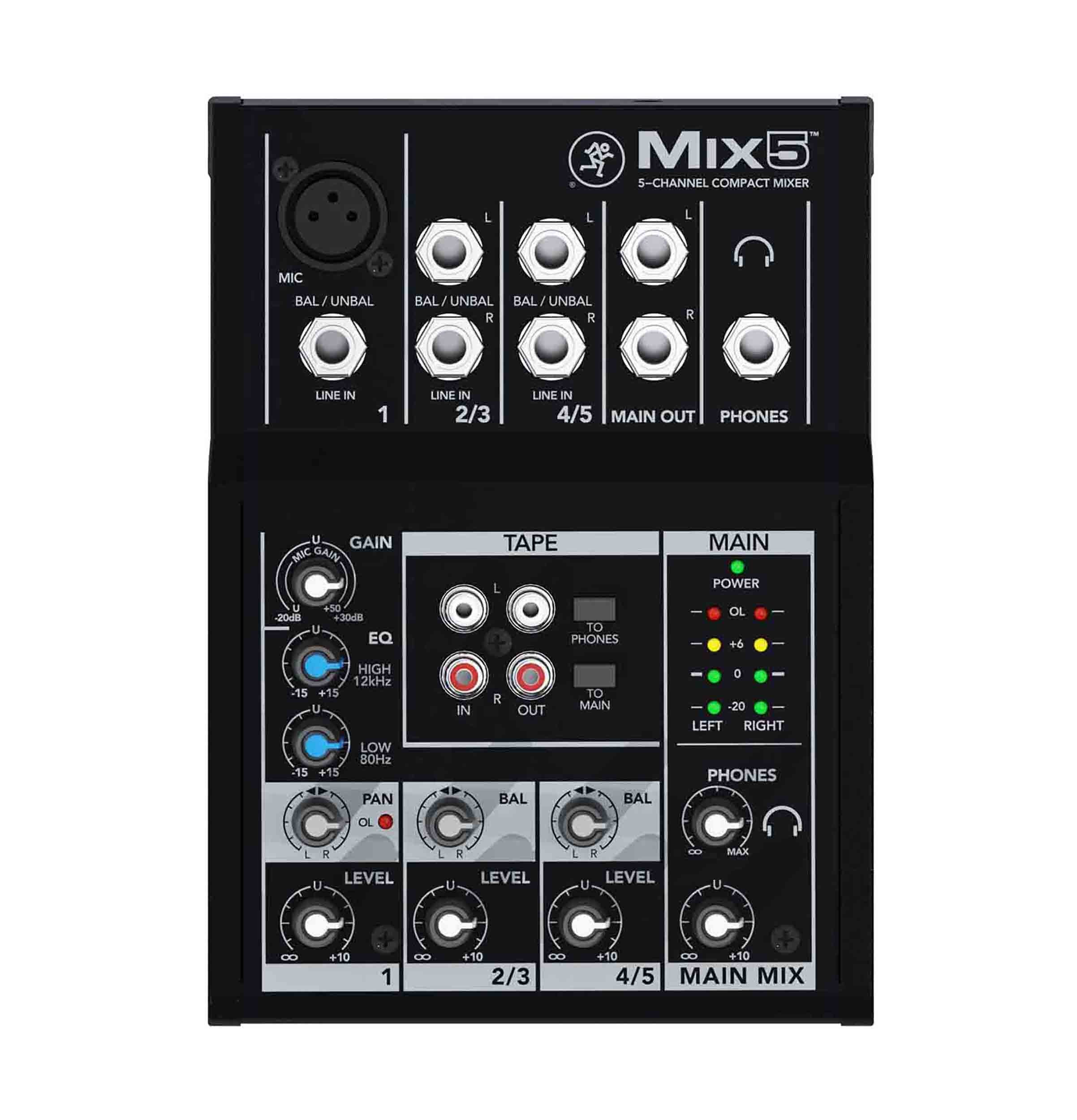 Mackie Mix5 5-Channel Compact Mixer With 2 Stereo 1/4" Line Inputs by Mackie