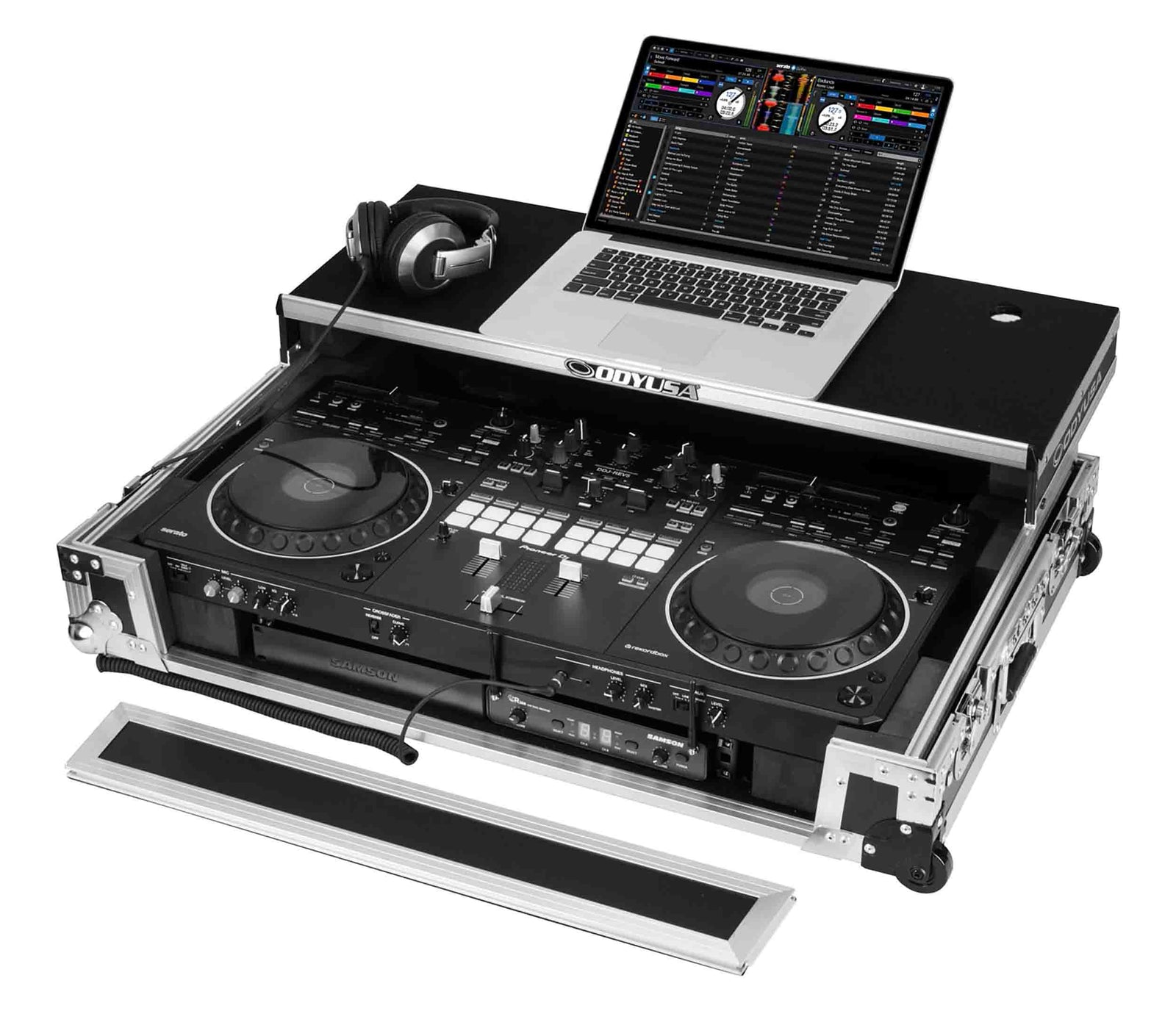 Odyssey FZGSDDJREV5CW, 1U Flight Case for DDJ-REV5 with Glide Style Laptop Platform and Corner Wheels by Odyssey