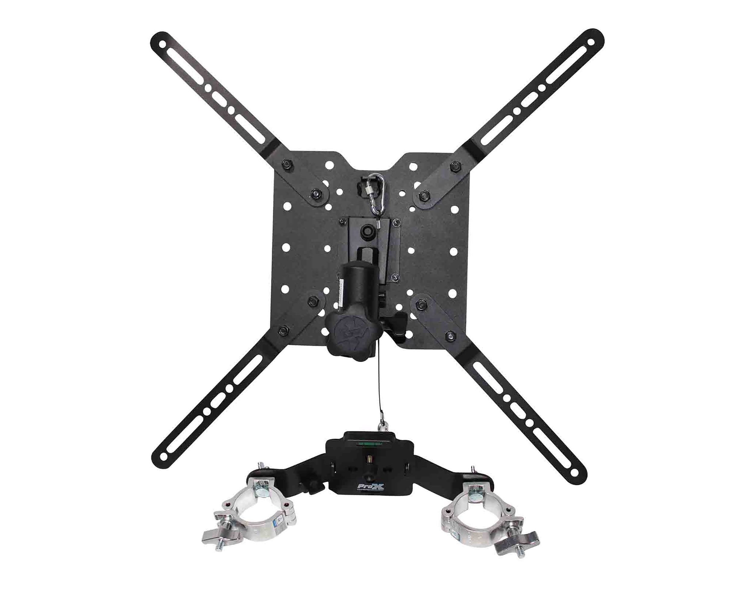 ProX XT-MEDIAMOUNT Universal 32" to 80" TV Bracket Clamp with Vesa Mount for F34 F32 and 12" Bolt Truss or Speaker Stands