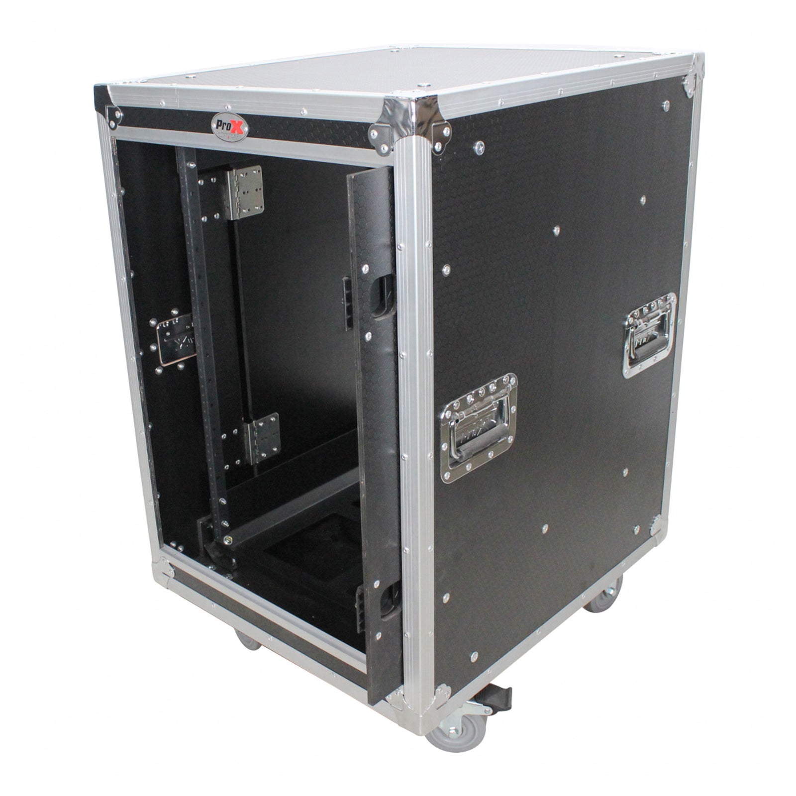 ProX T-16USLAM20, 16U 20" Deep Vertical Rack Shock Mount Case with 2 Sliding Slam Doors and 4" Caster Wheels by ProX Cases