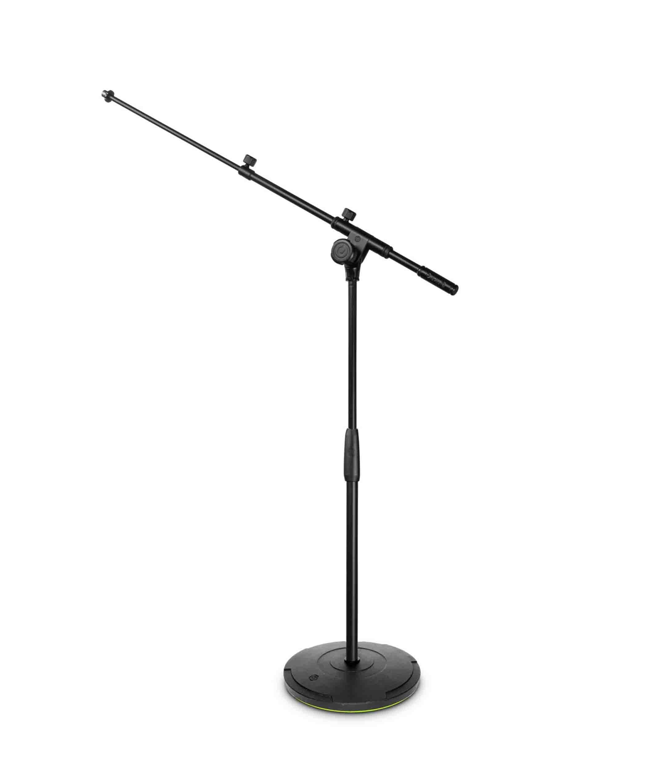 Gravity TMS 2222, Short Touring Series Microphone Stand with Round Base and 2-Point Adjustment Telescoping Boom by Gravity