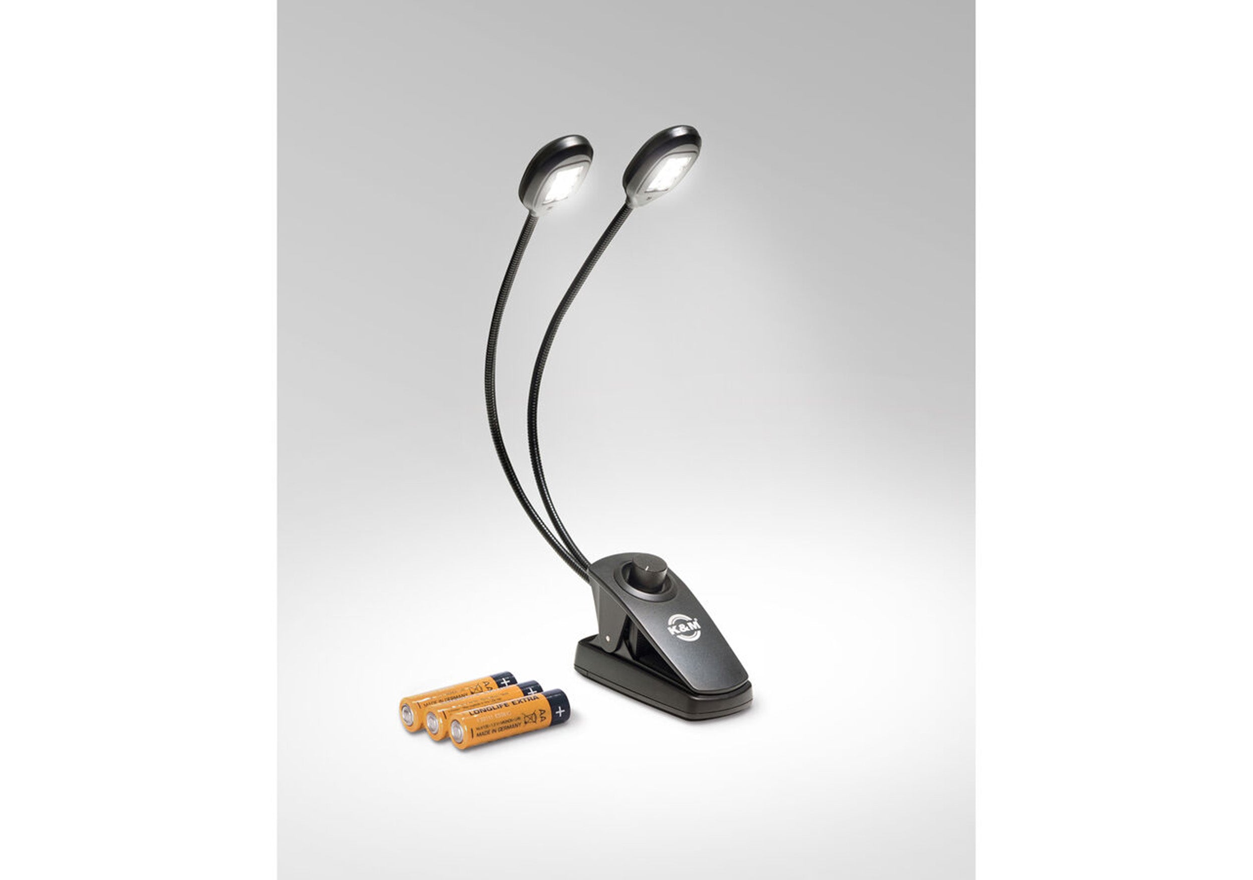 K&M 12271 Music-Stand Light with Twin Heads - Black by K&M
