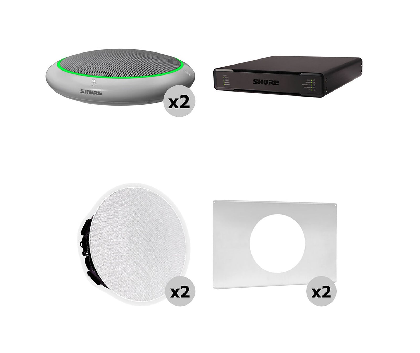 Shure 310X AL-V Ecosystem DJ Package Including 2 MXA310AL Microphone, 1 P300-IMXAudio Processor, 2 MXN5W-C Ceiling Loudspeaker and 2 Tile Bridge by Shure