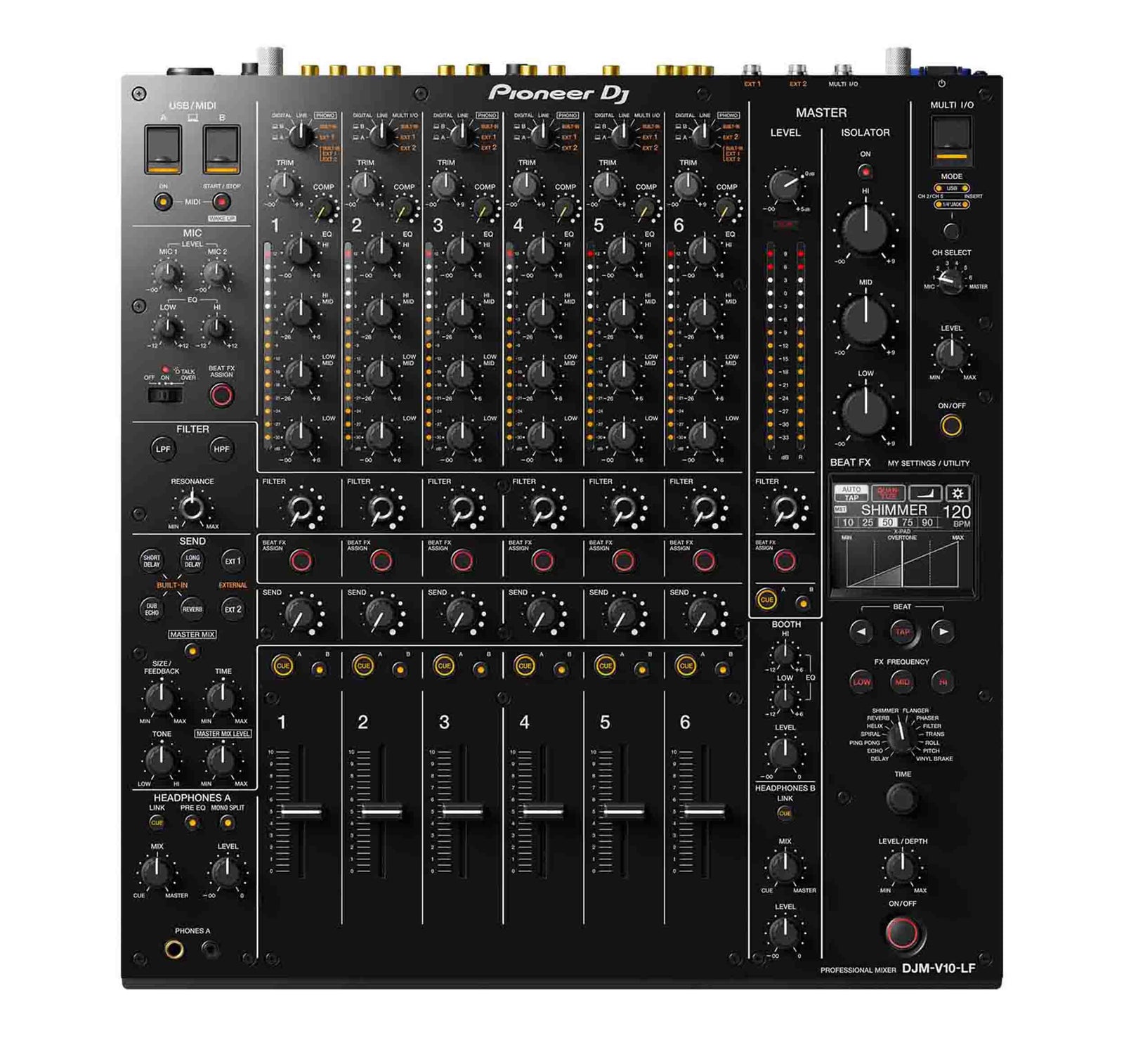 Open Box: Pioneer DJ DJM-V10-LF, 6-Channel Professional DJ Mixer with Long Fader by Pioneer DJ