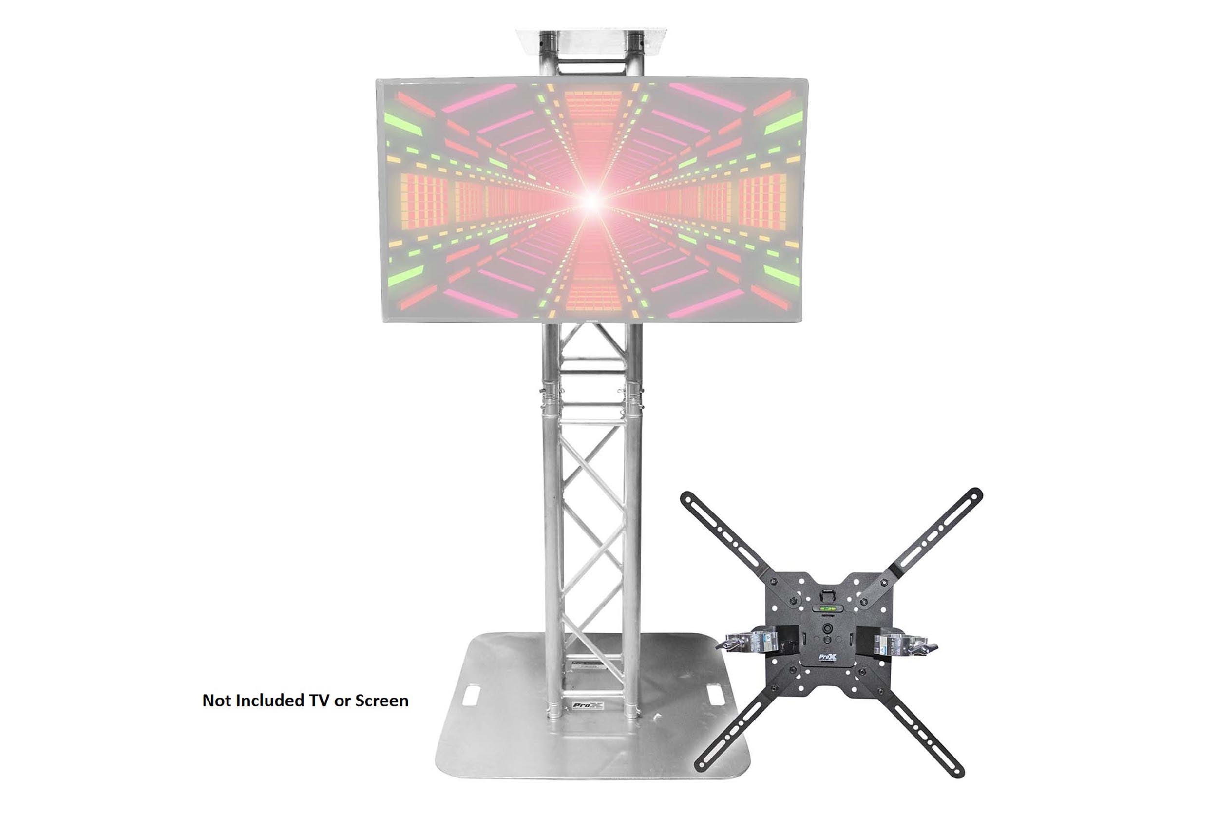 ProX KT-MEDIAPOST656, DJ Package Including 1 KT-F34SQ656 Aluminum Truss, 1 XT-BP2430W Base Plate on Wheels, 1 XT-MEDIAMOUNT TV Bracket Clamp by ProX Cases