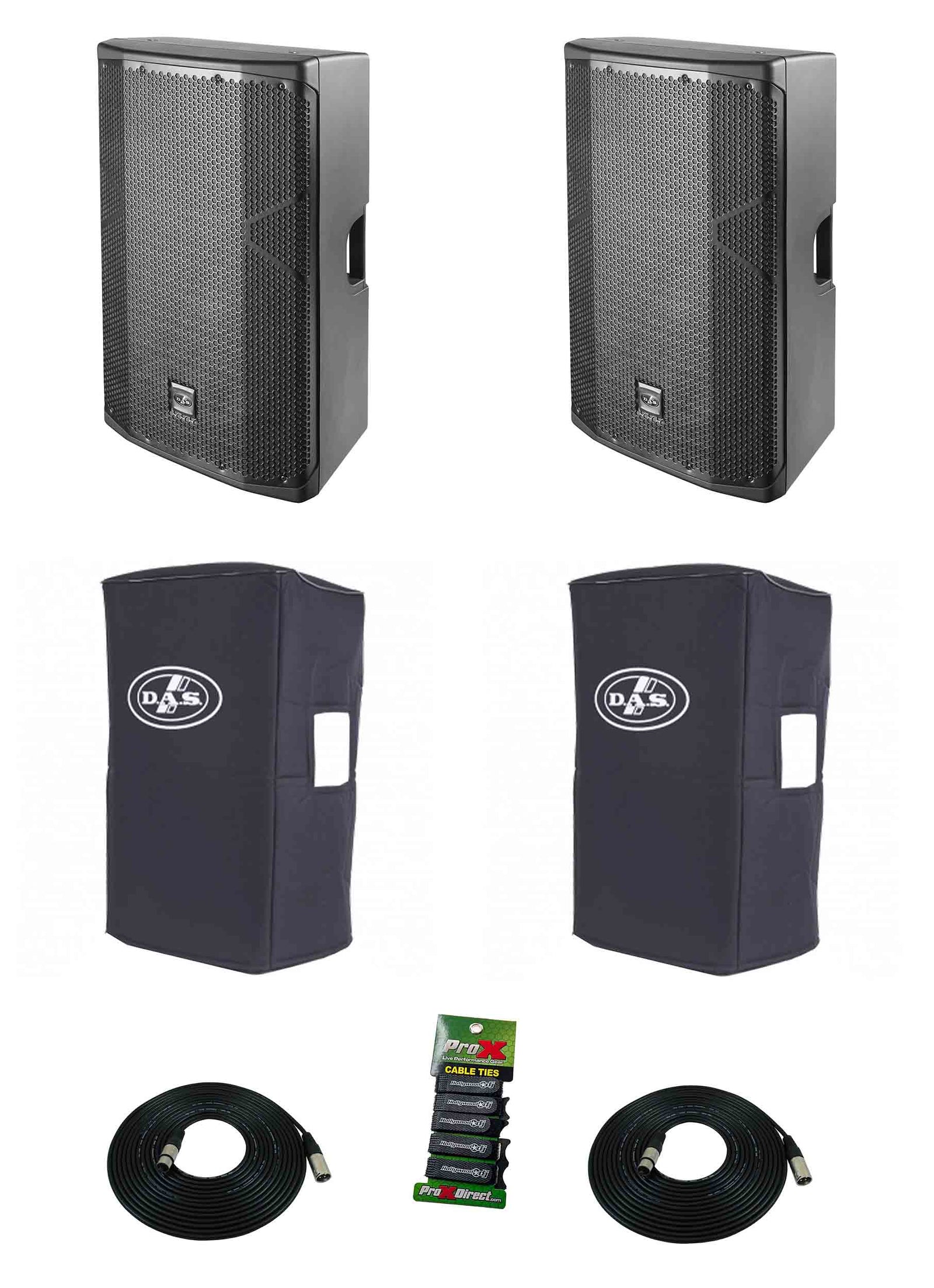 DAS Audio 415ACVRALTEA15 Powered Speakers DJ Package with Covers by DAS Audio