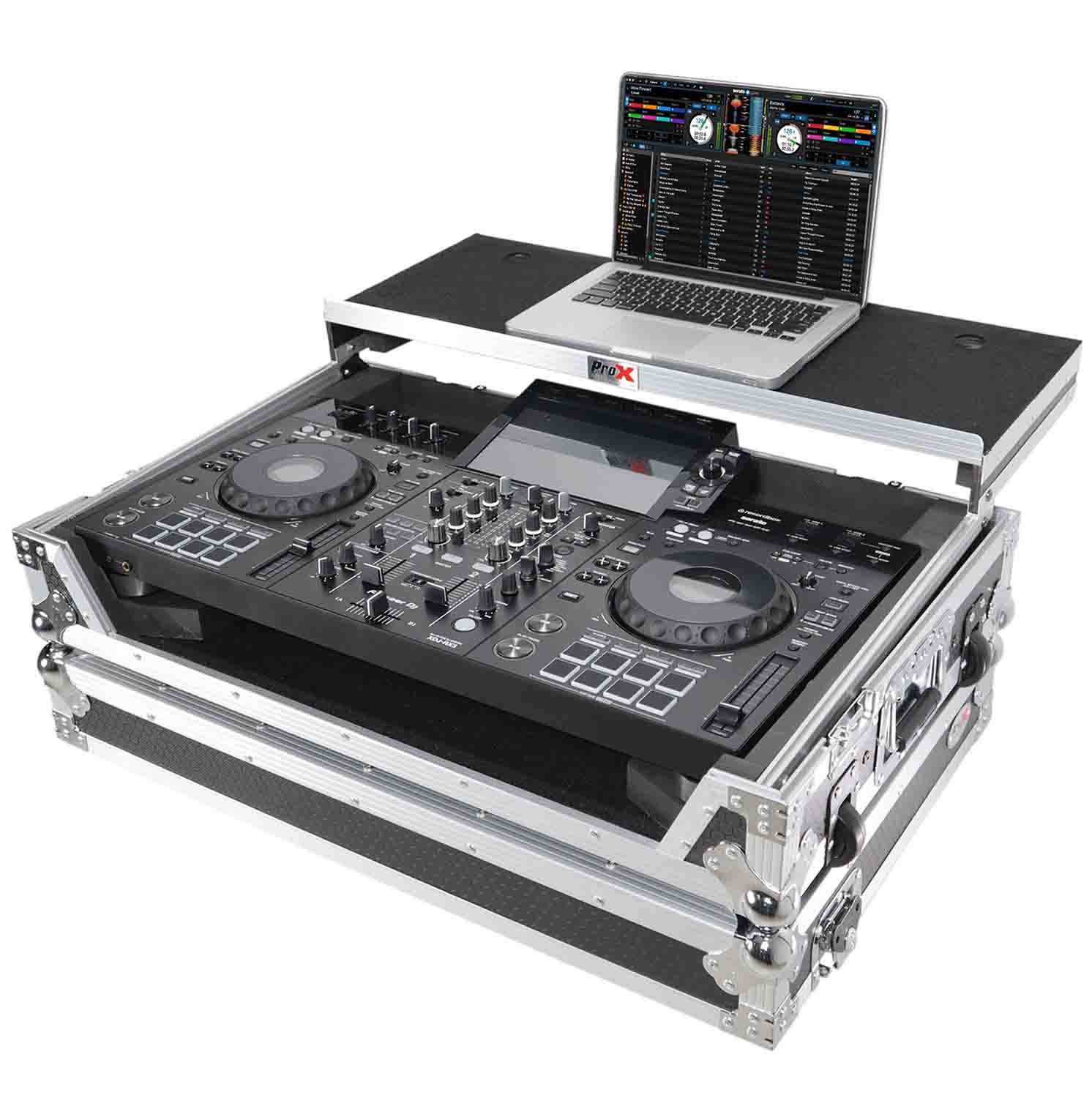 ProX XS-XDJRX3 WLT Flight Case for Pioneer XDJ-RX3, DDJ-REV5 DJ Controller with Laptop Shelf 1U Rack Space and Wheels by ProX Cases