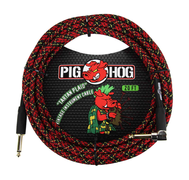 Pig Hog PCH20PLR "Tartan Plaid" Right Angle Instrument Cable - 20ft by PigHog