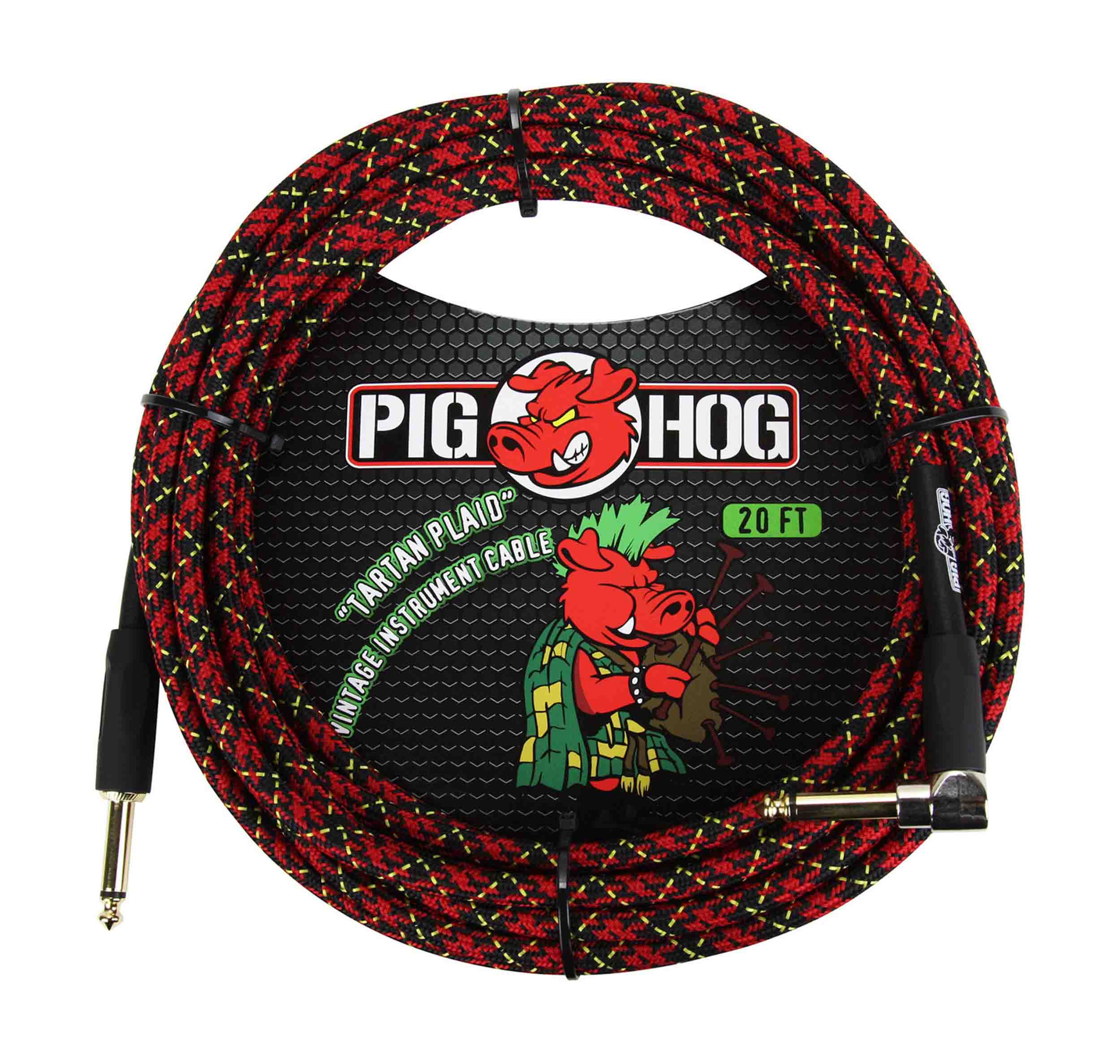 Pig Hog PCH20PLR "Tartan Plaid" Right Angle Instrument Cable - 20ft by PigHog